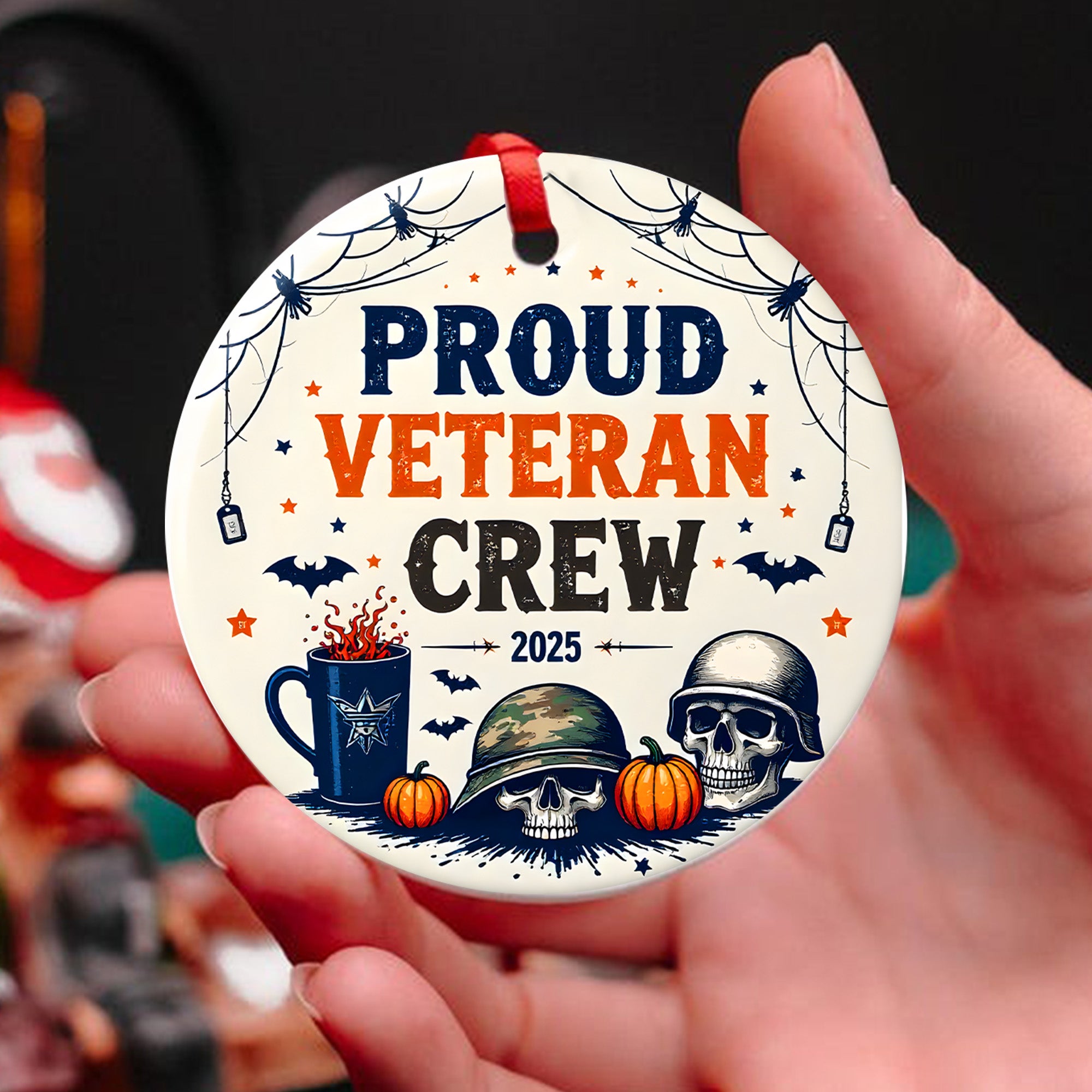 Proud Veteran Crew Proud US Military Veteran Brotherhood Loyalty Honor Runs Deep Always Ornament