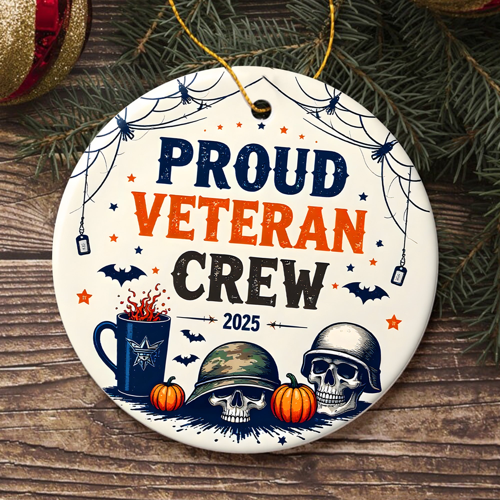 Proud Veteran Crew Proud US Military Veteran Brotherhood Loyalty Honor Runs Deep Always Ornament