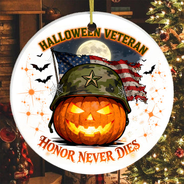Veteran Halloween Honor Never Dies Proud US Military Veteran Strength Courage Spirit Forever Ornament