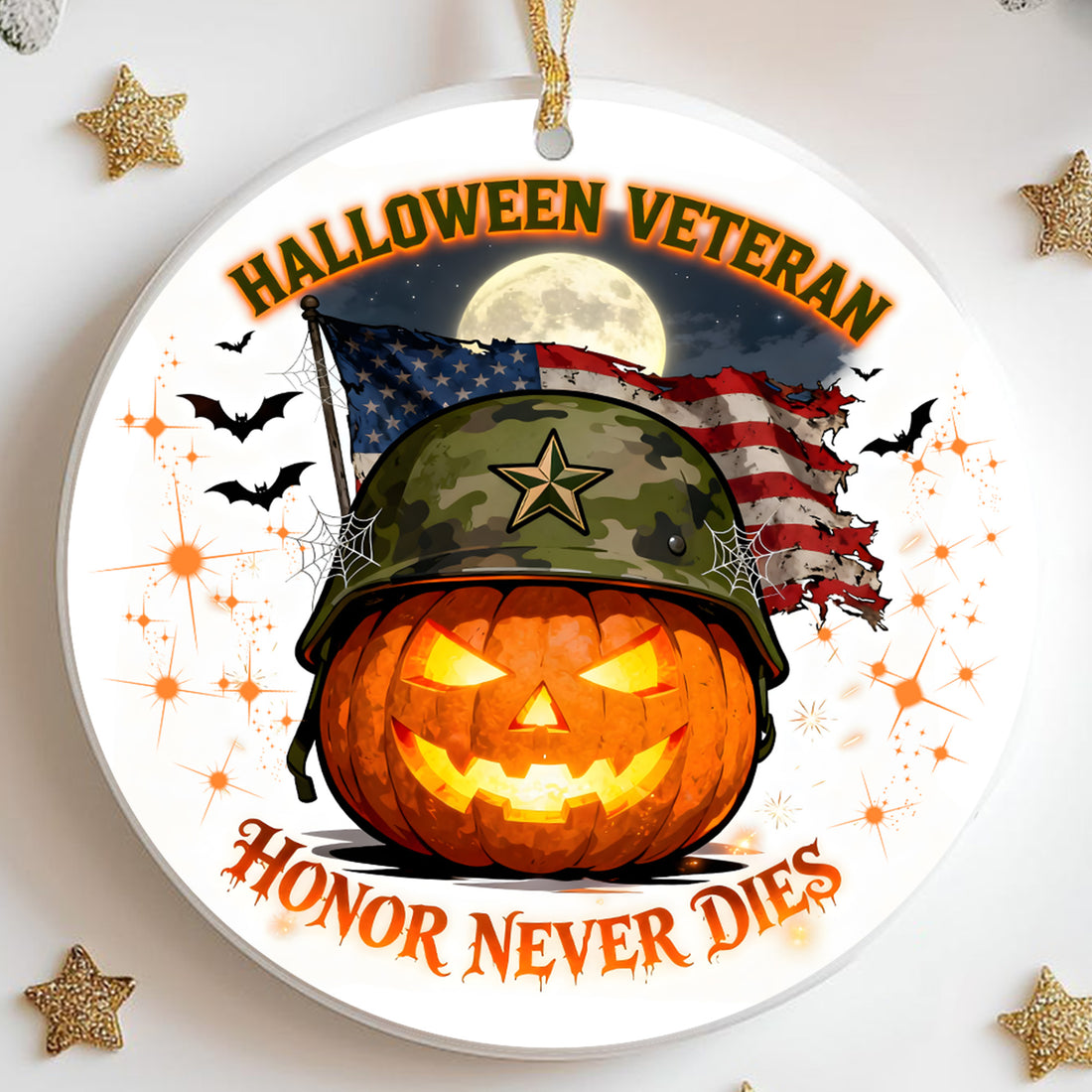 Veteran Halloween Honor Never Dies Proud US Military Veteran Strength Courage Spirit Forever Ornament