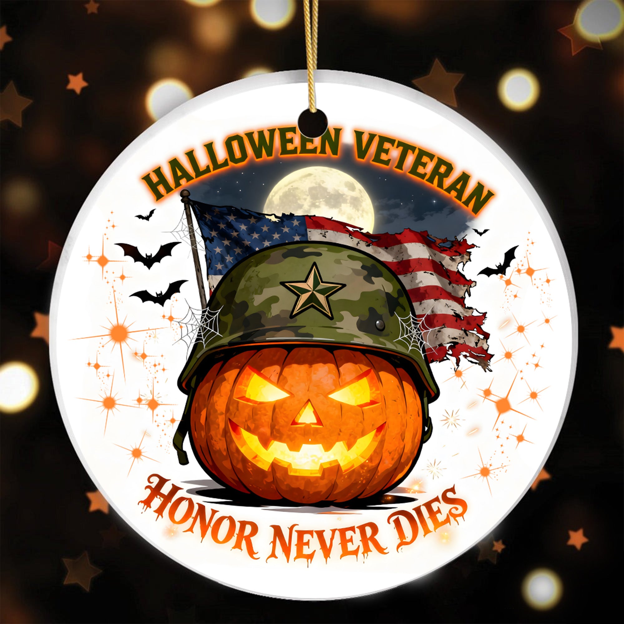 Veteran Halloween Honor Never Dies Proud US Military Veteran Strength Courage Spirit Forever Ornament