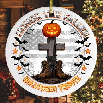 Honor the Fallen Halloween Tribute Proud US Military Veteran Courage Sacrifice Never Forgotten Ornament