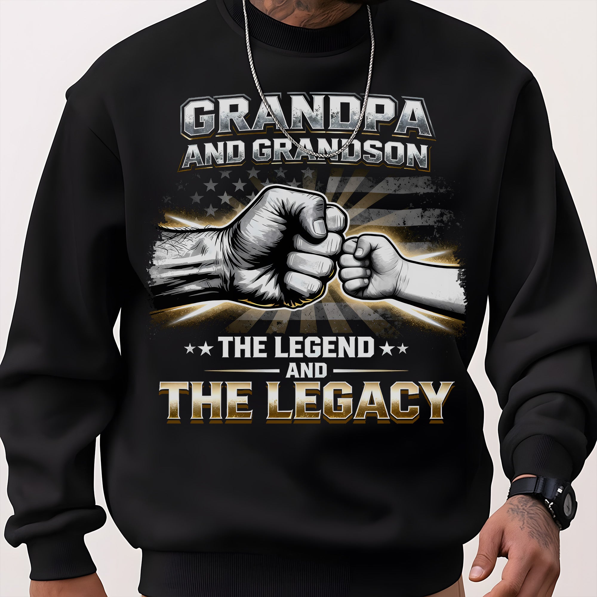 Grandpa and Grandson The Legend and The Legacy Proud US Military Veteran Honor Forever Sweatshirt