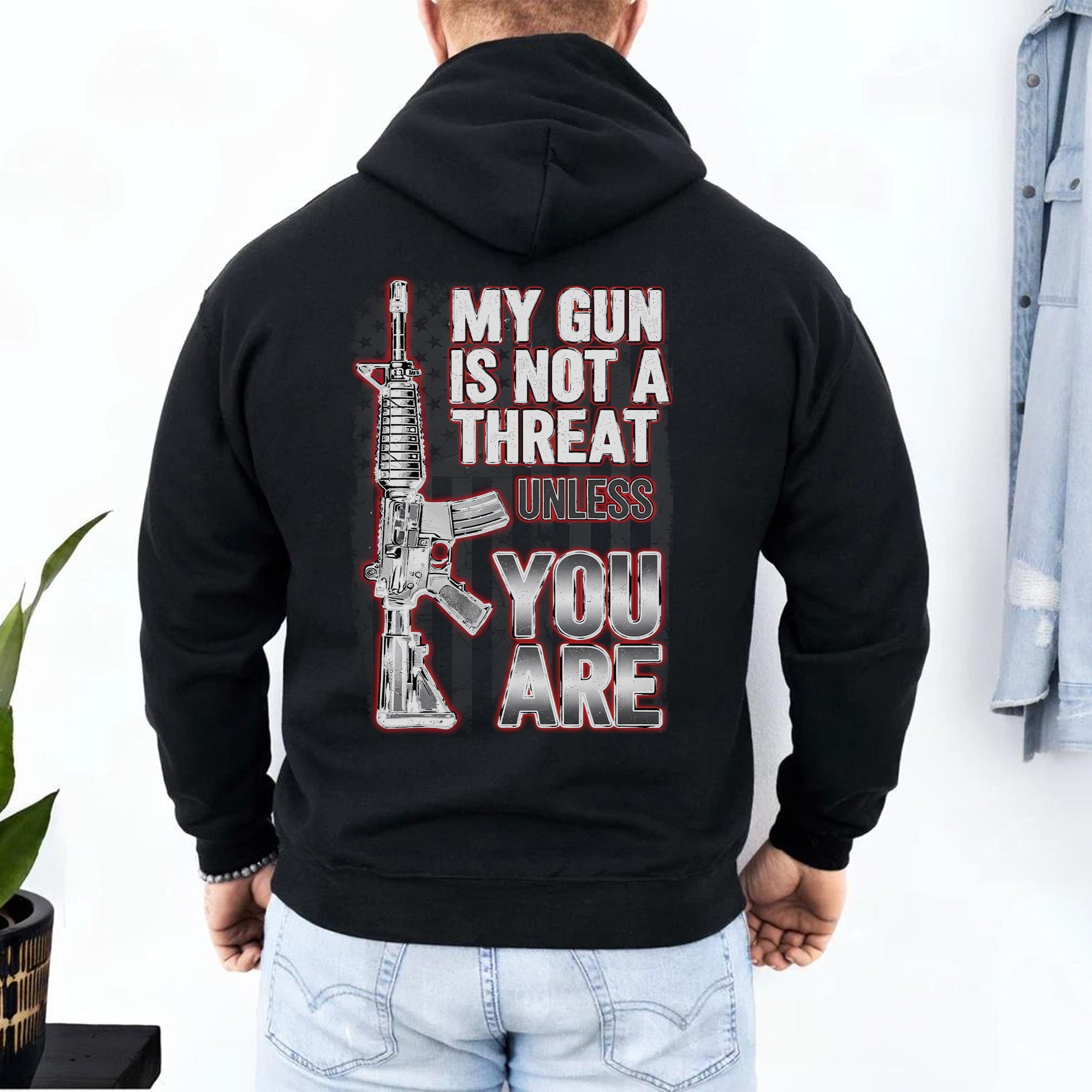 My Gun Is Not a Threat Unless You Are Proud US Military Veteran Defender Honor and Resolve Hoodie