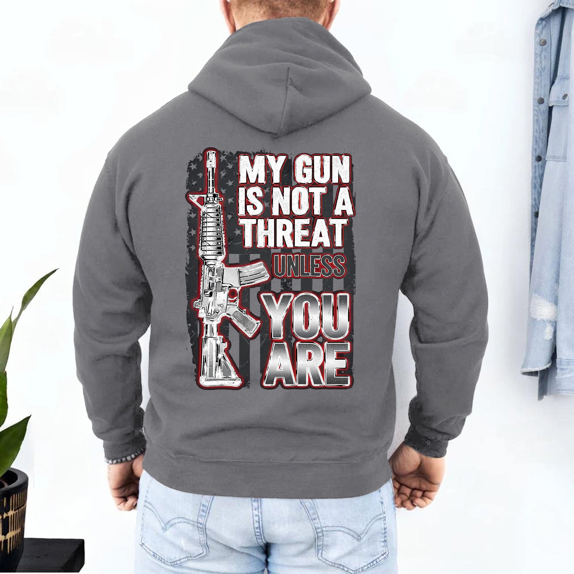 My Gun Is Not a Threat Unless You Are Proud US Military Veteran Defender Honor and Resolve Hoodie