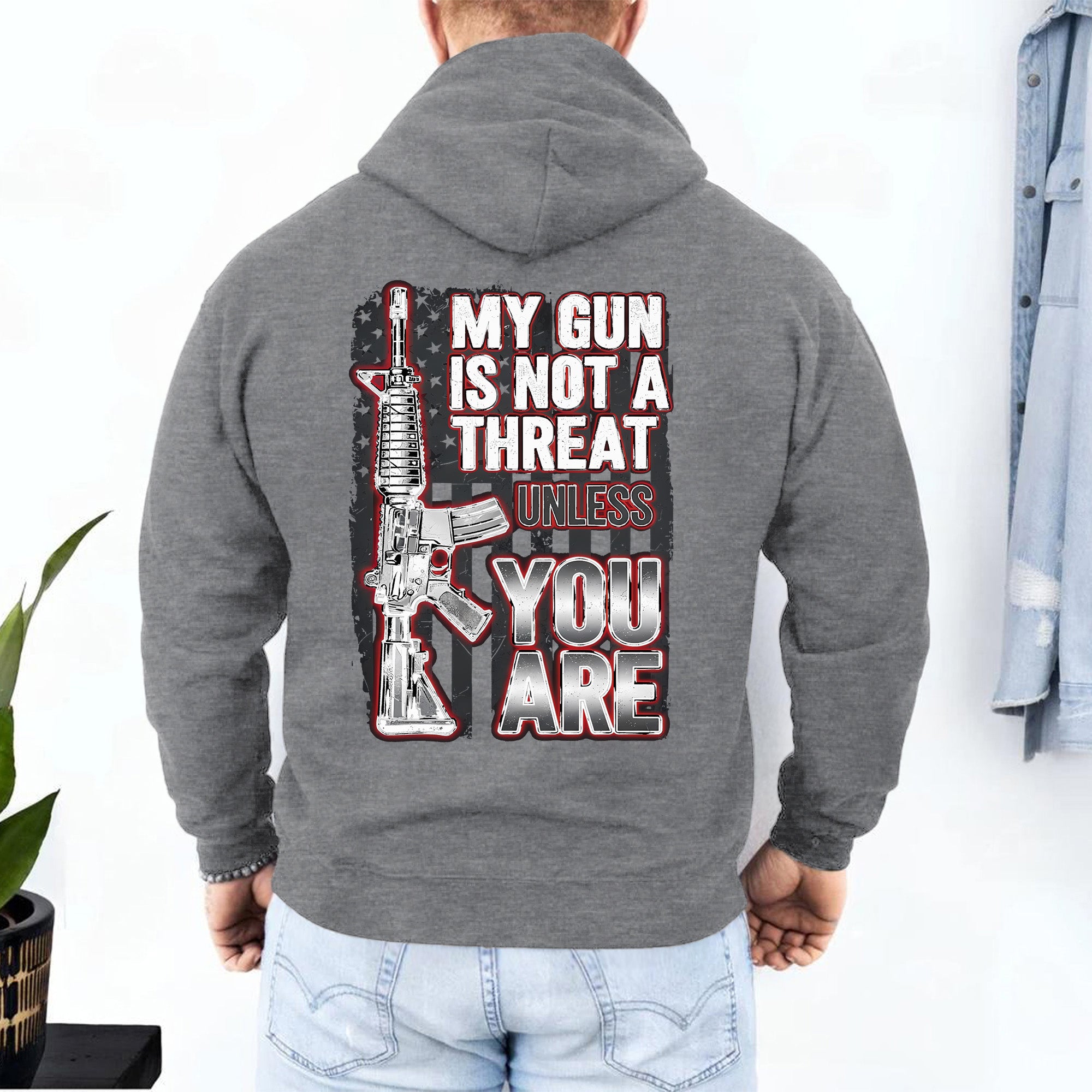My Gun Is Not a Threat Unless You Are Proud US Military Veteran Defender Honor and Resolve Hoodie