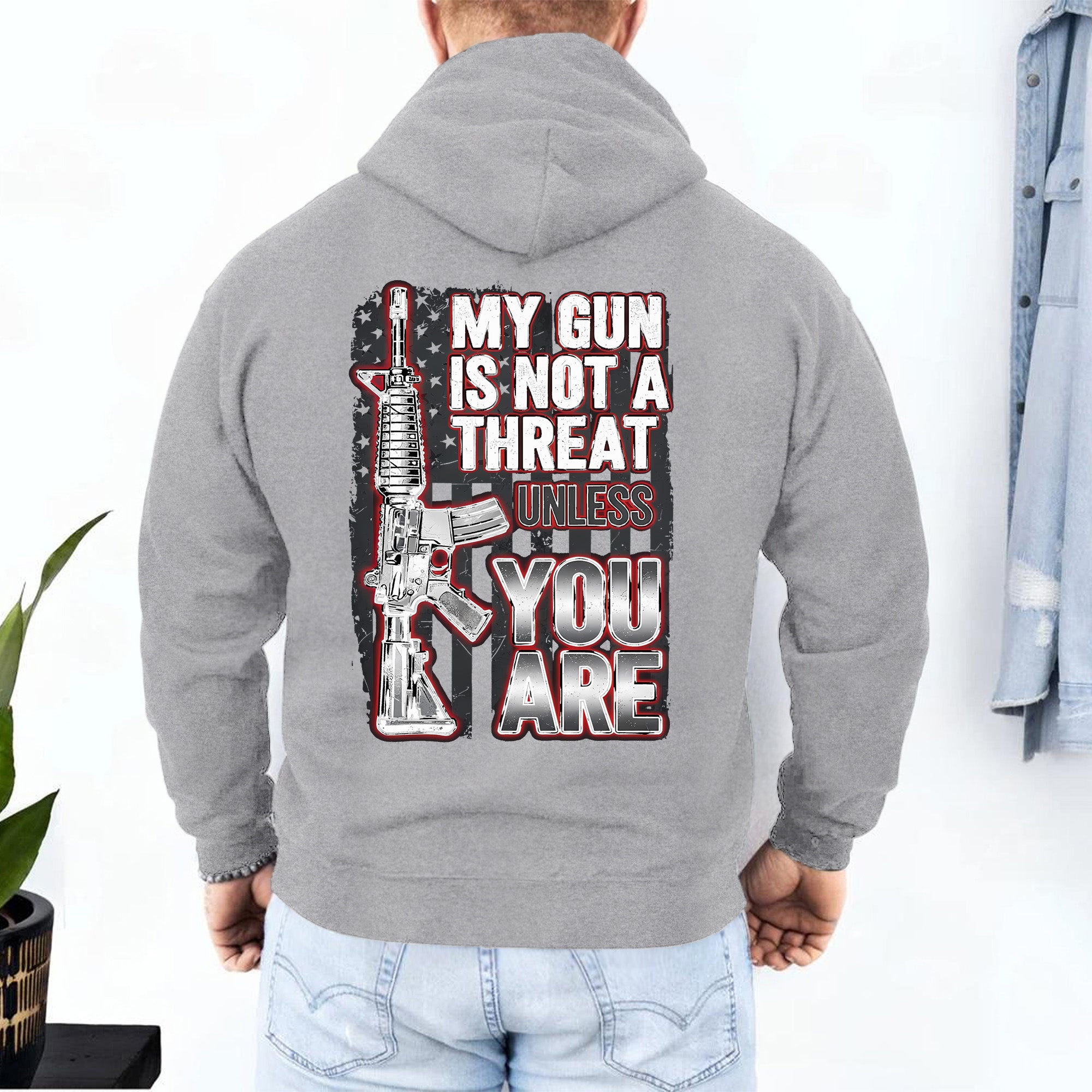 My Gun Is Not a Threat Unless You Are Proud US Military Veteran Defender Honor and Resolve Hoodie