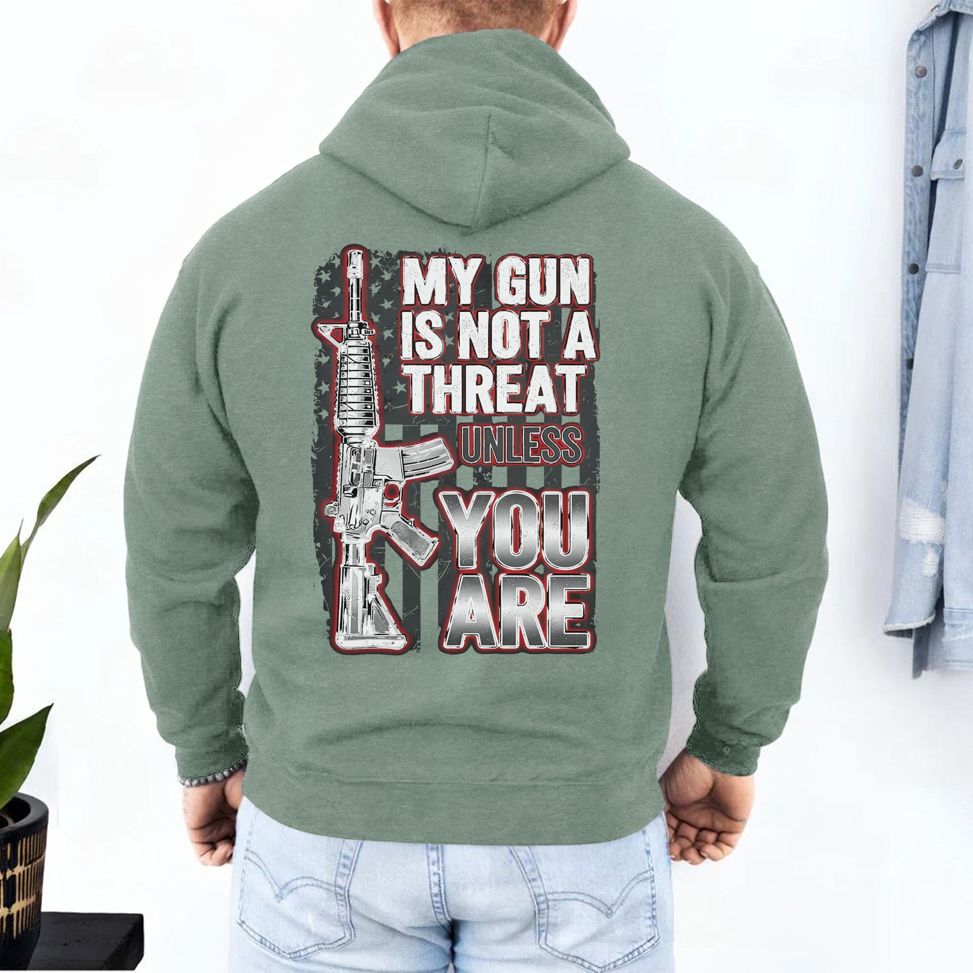 My Gun Is Not a Threat Unless You Are Proud US Military Veteran Defender Honor and Resolve Hoodie