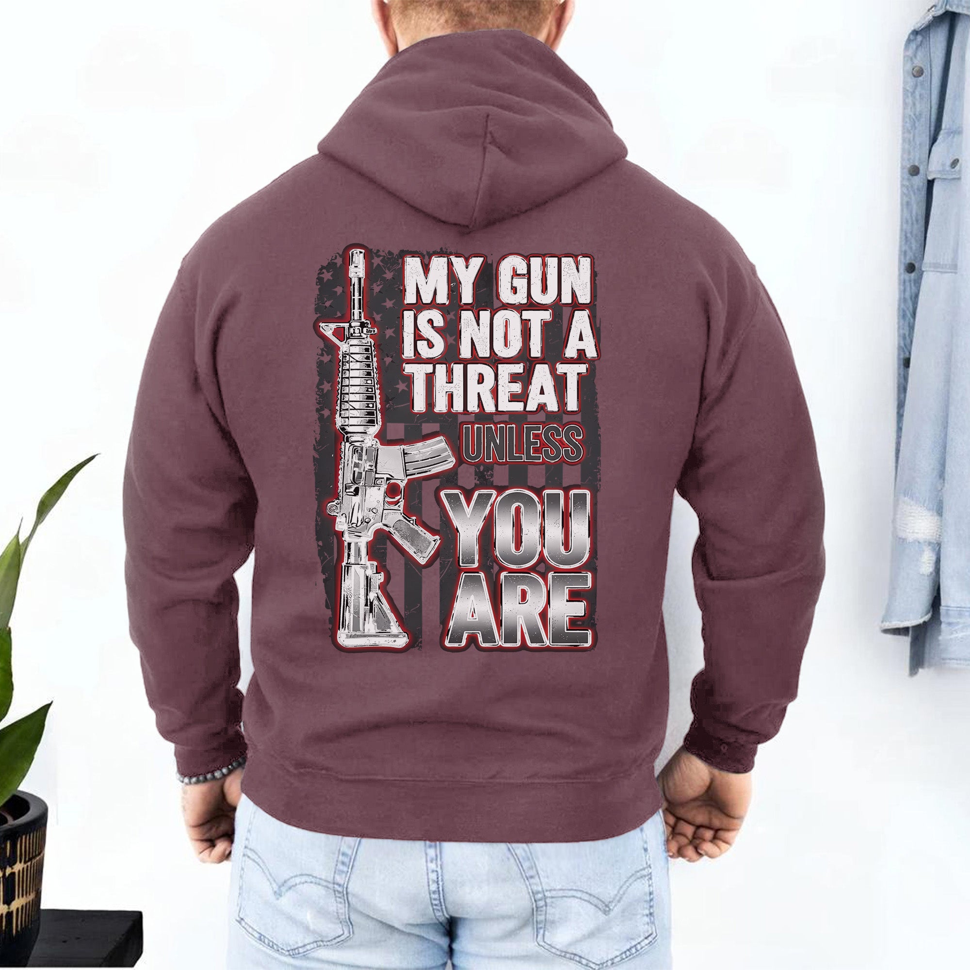 My Gun Is Not a Threat Unless You Are Proud US Military Veteran Defender Honor and Resolve Hoodie