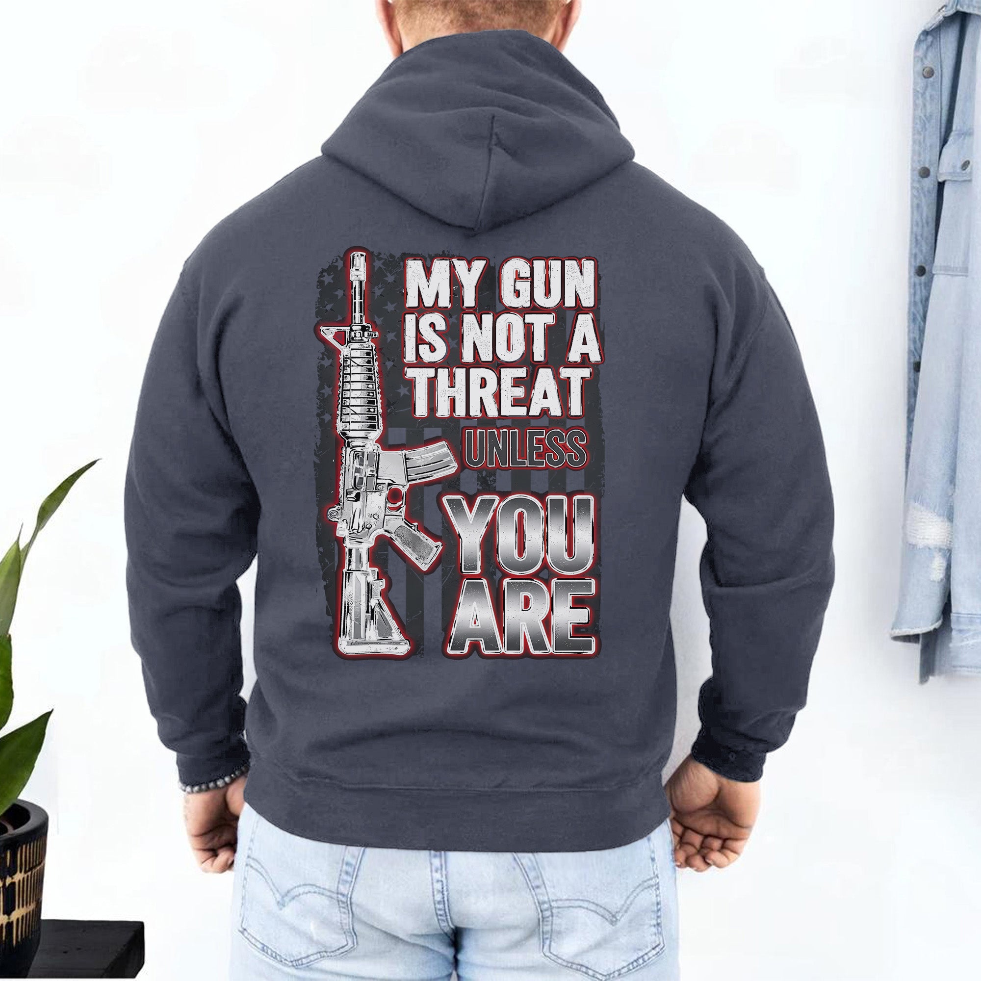My Gun Is Not a Threat Unless You Are Proud US Military Veteran Defender Honor and Resolve Hoodie