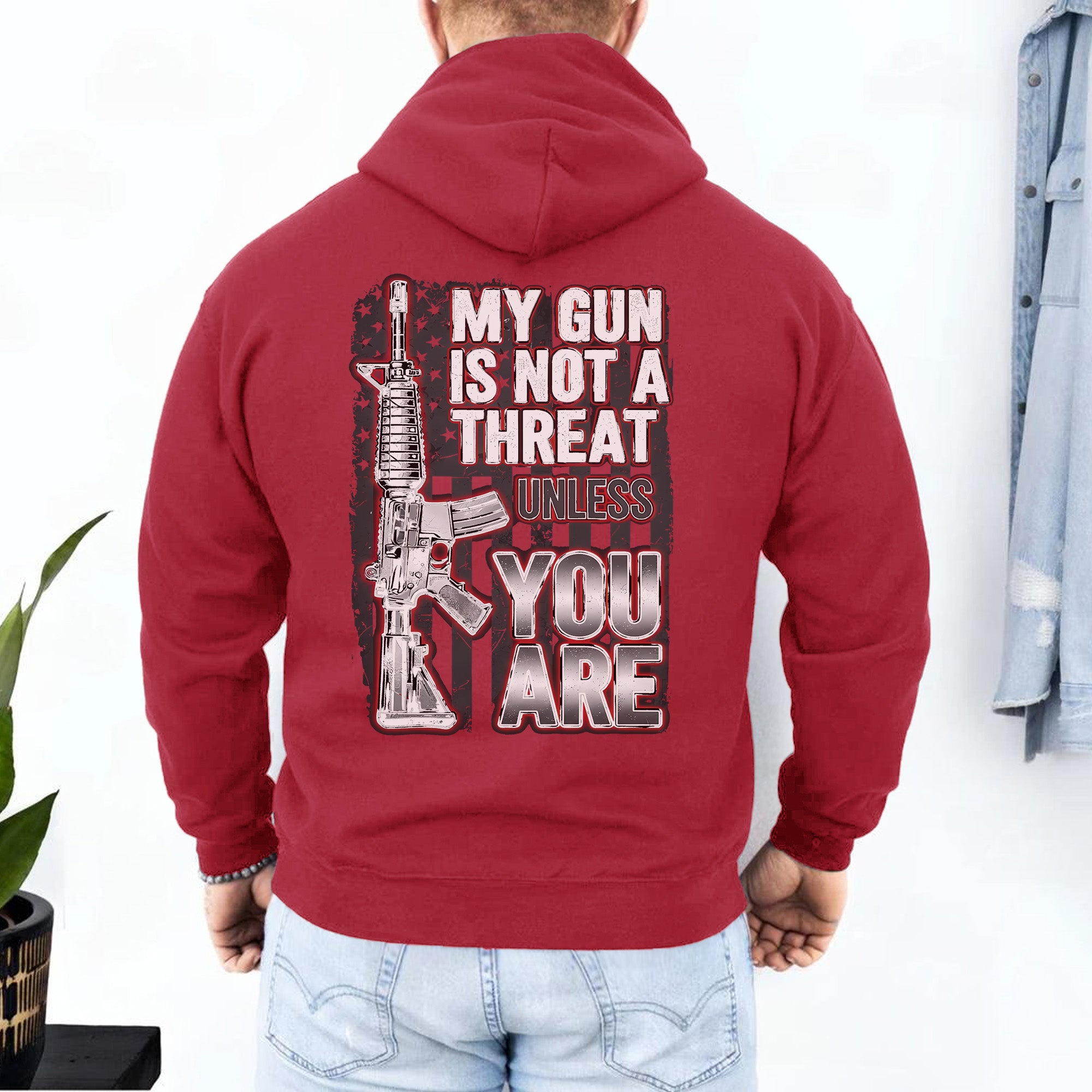 My Gun Is Not a Threat Unless You Are Proud US Military Veteran Defender Honor and Resolve Hoodie