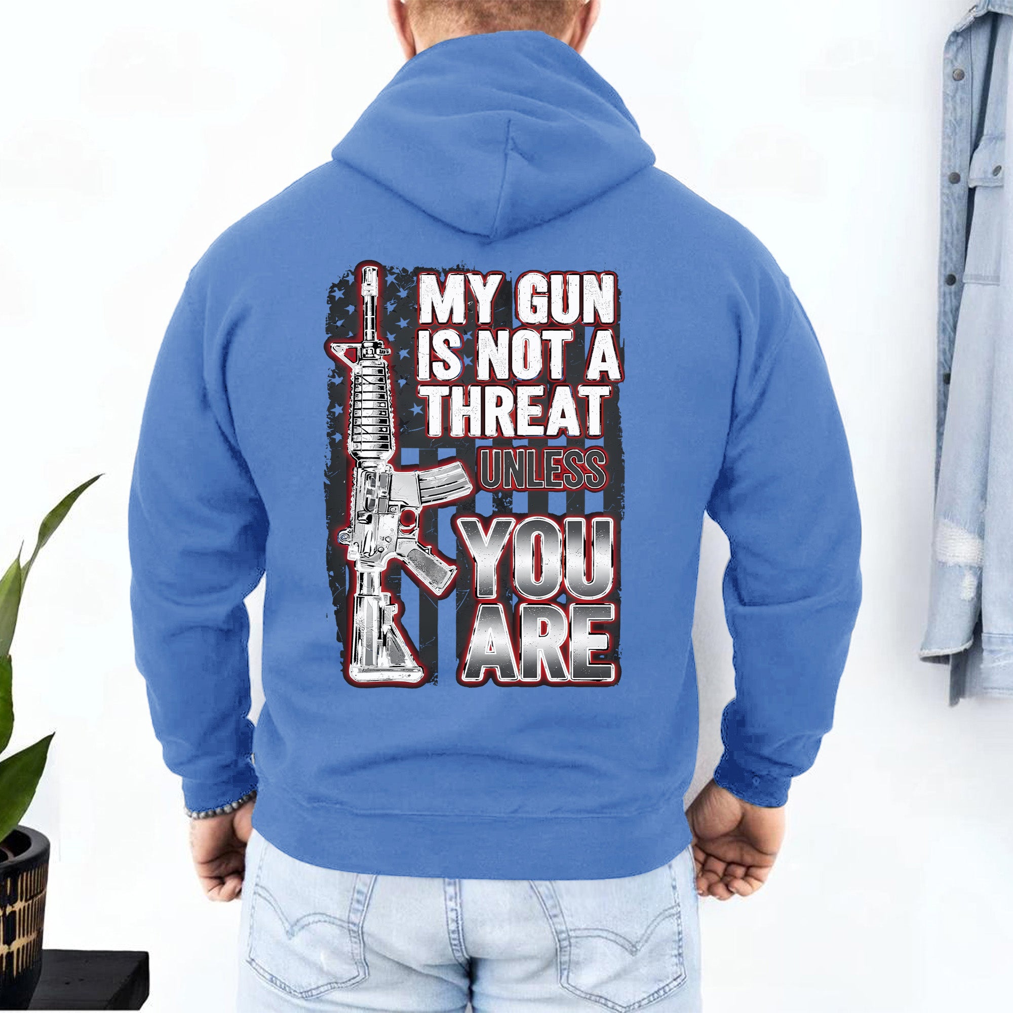 My Gun Is Not a Threat Unless You Are Proud US Military Veteran Defender Honor and Resolve Hoodie