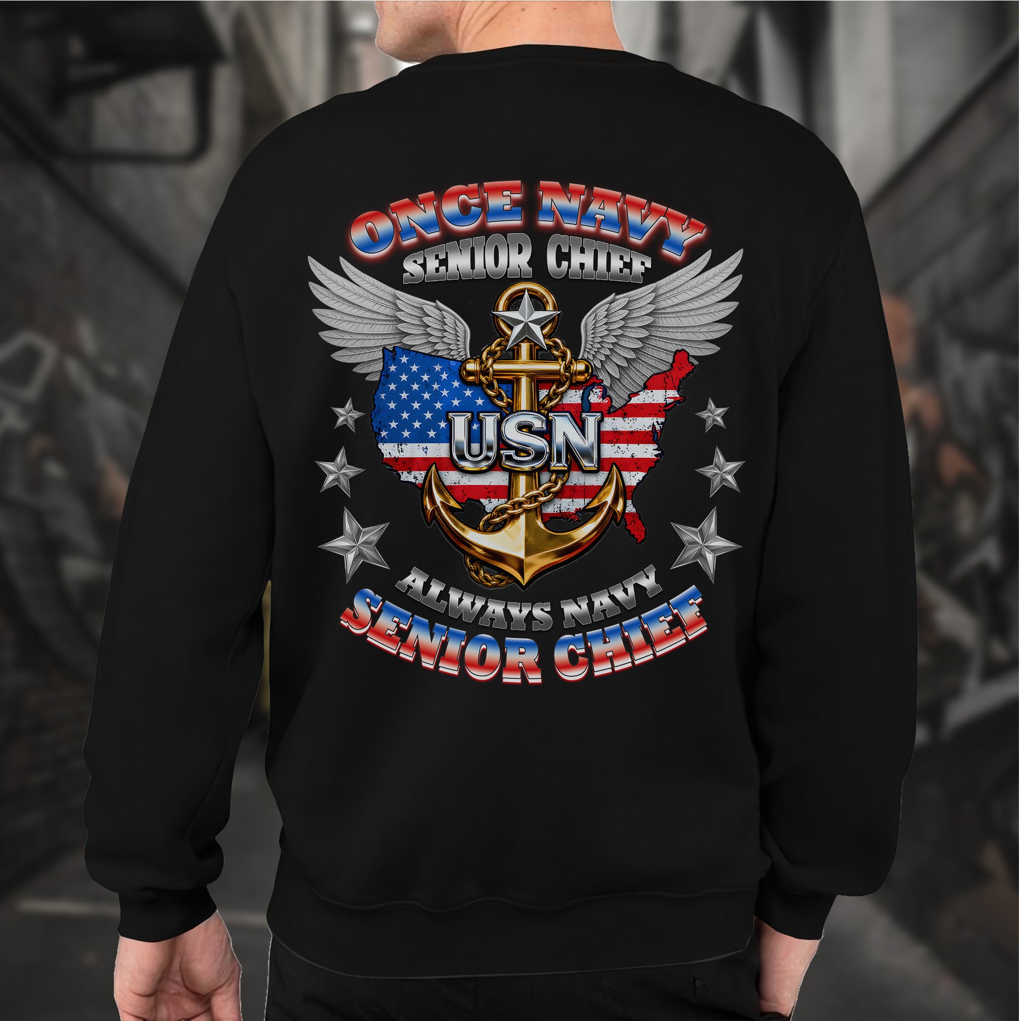 Once Navy Senior Chief Always Navy Senior Chief Proud US Military Veteran Honor Courage Sweatshirt