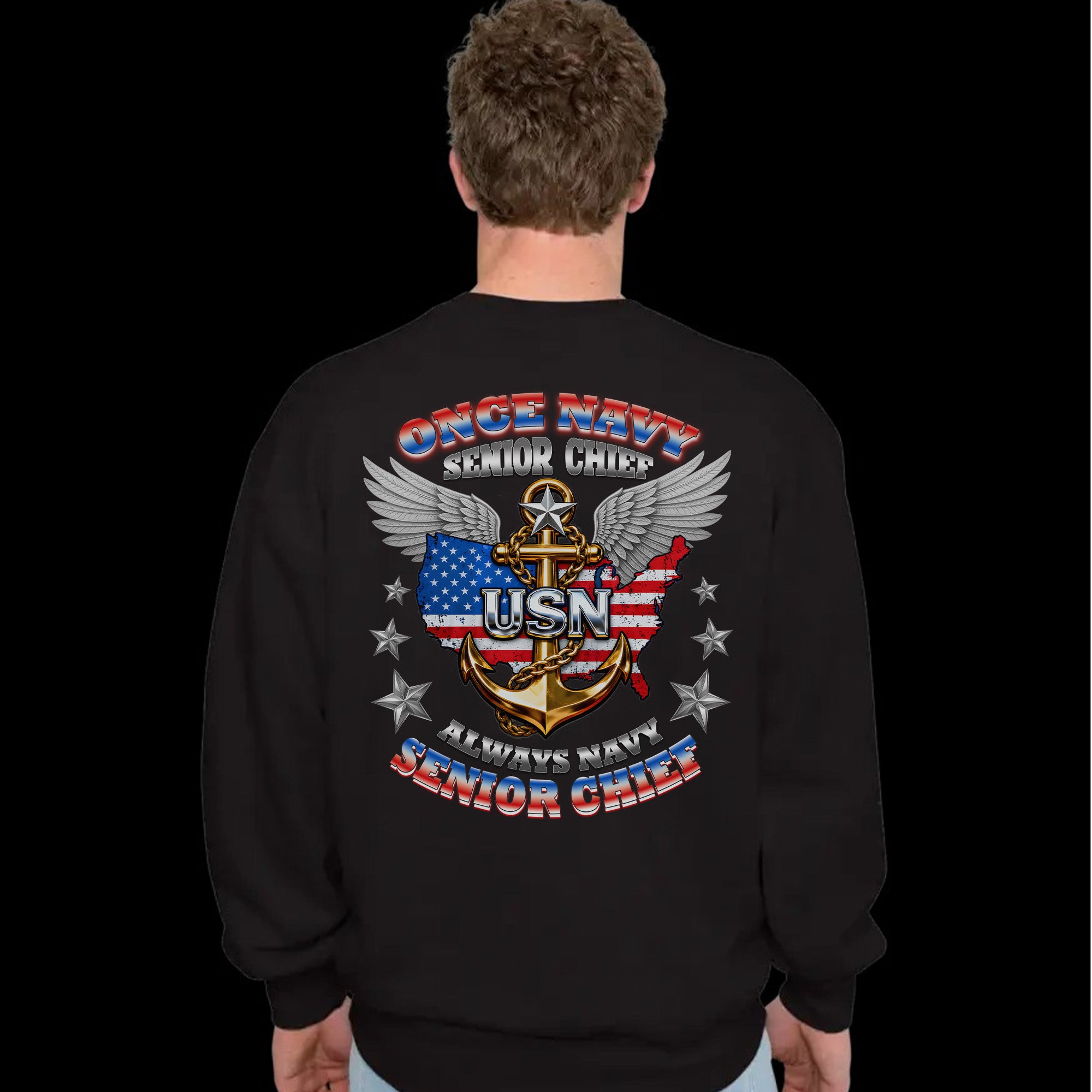 Once Navy Senior Chief Always Navy Senior Chief Proud US Military Veteran Honor Courage Sweatshirt