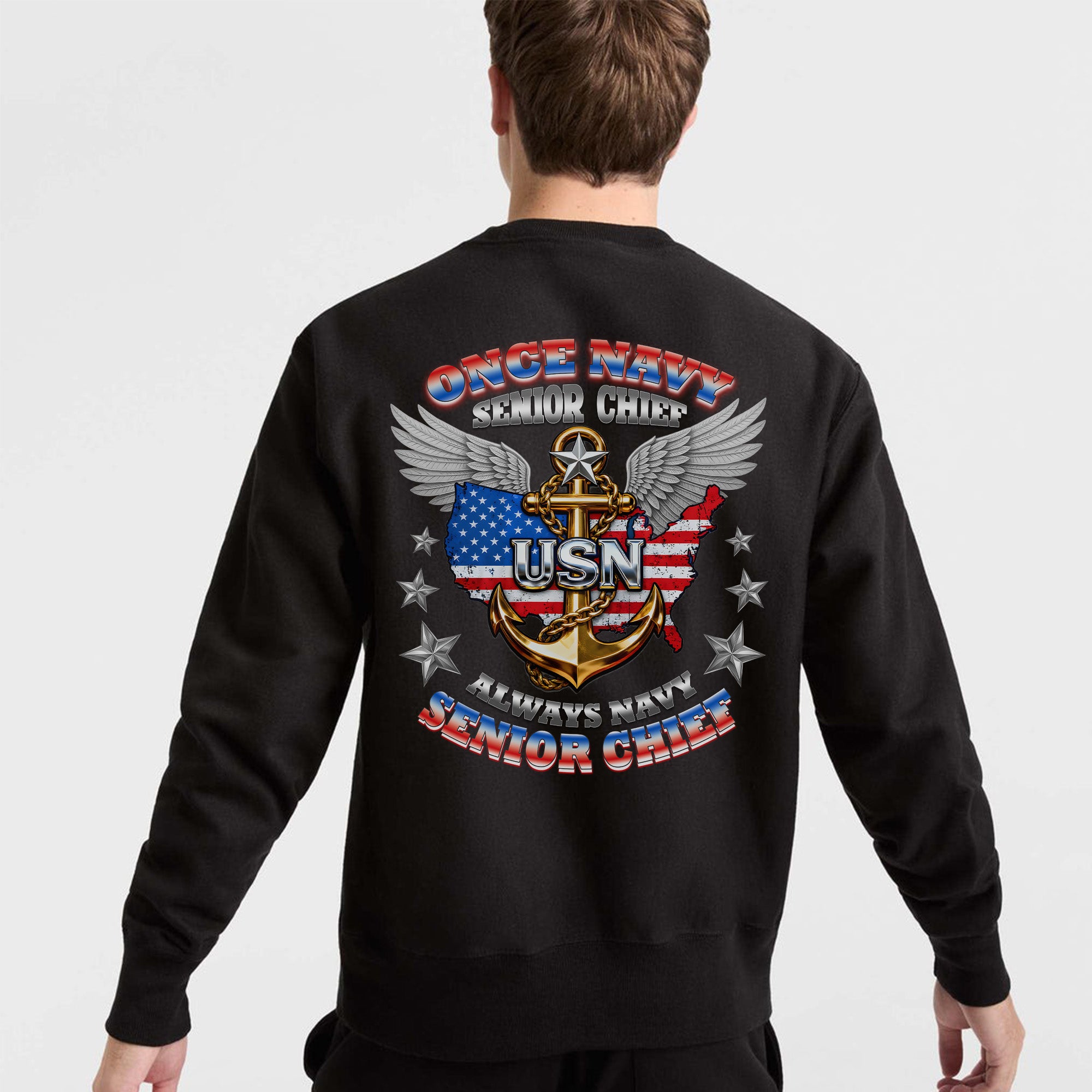 Once Navy Senior Chief Always Navy Senior Chief Proud US Military Veteran Honor Courage Sweatshirt