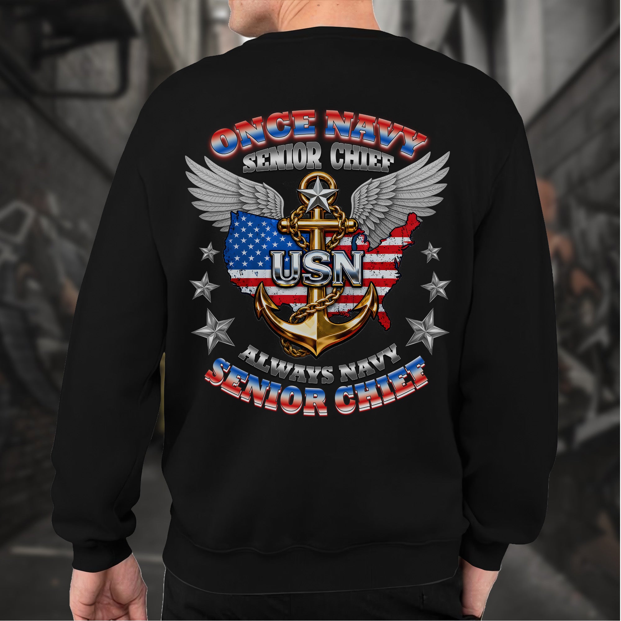 Once Navy Senior Chief Always Navy Senior Chief Proud US Military Veteran Honor Courage Sweatshirt