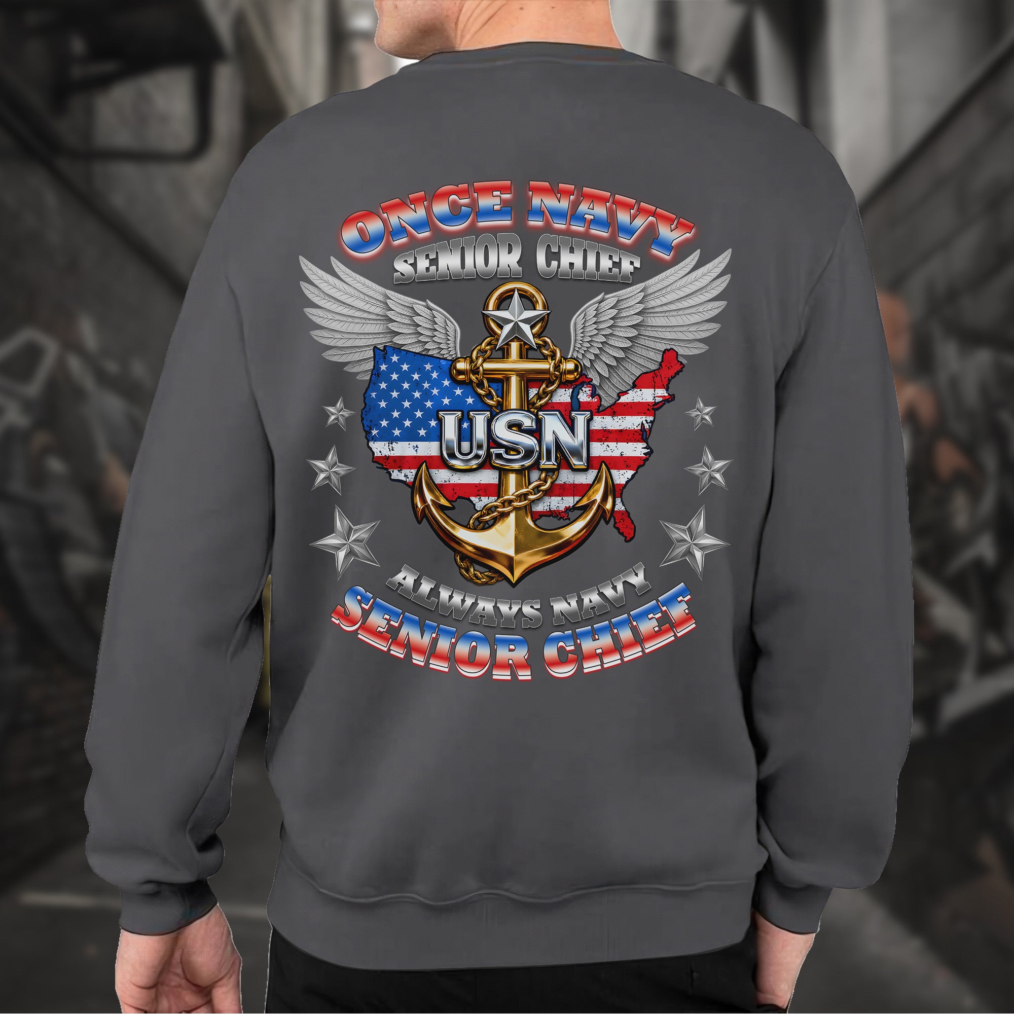 Once Navy Senior Chief Always Navy Senior Chief Proud US Military Veteran Honor Courage Sweatshirt
