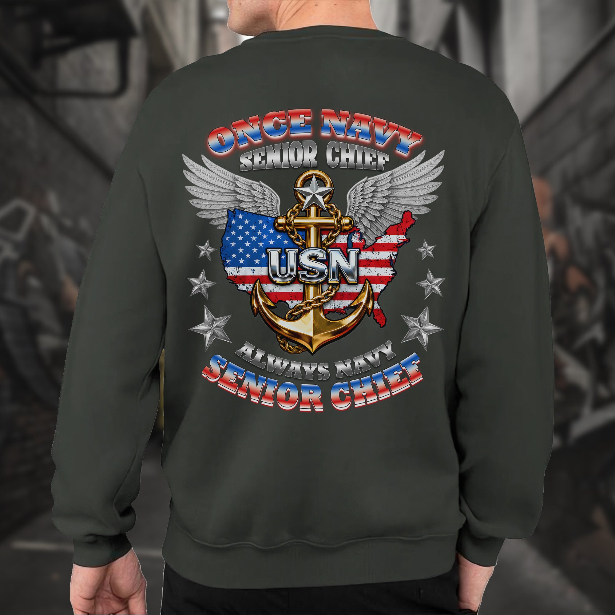 Once Navy Senior Chief Always Navy Senior Chief Proud US Military Veteran Honor Courage Sweatshirt