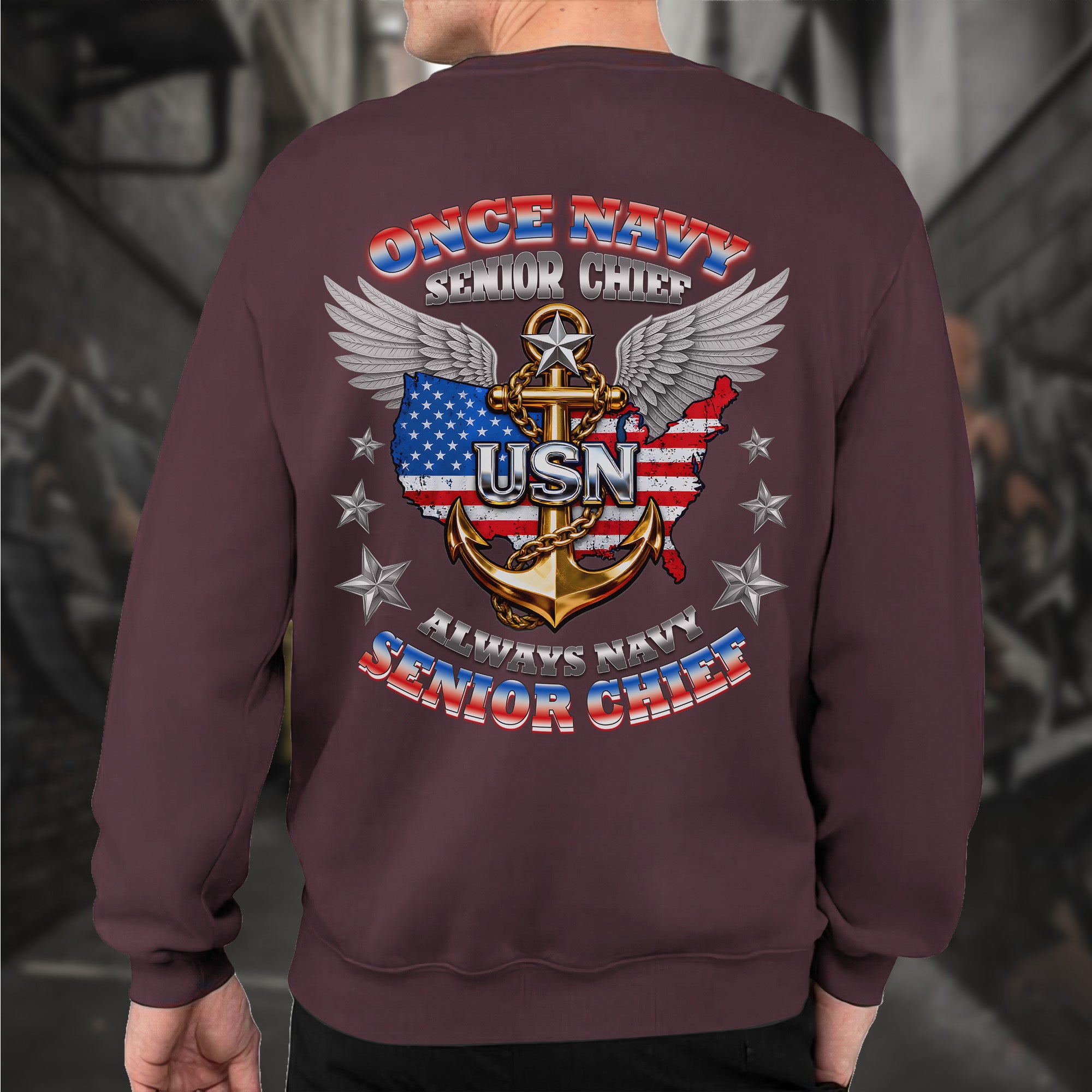 Once Navy Senior Chief Always Navy Senior Chief Proud US Military Veteran Honor Courage Sweatshirt