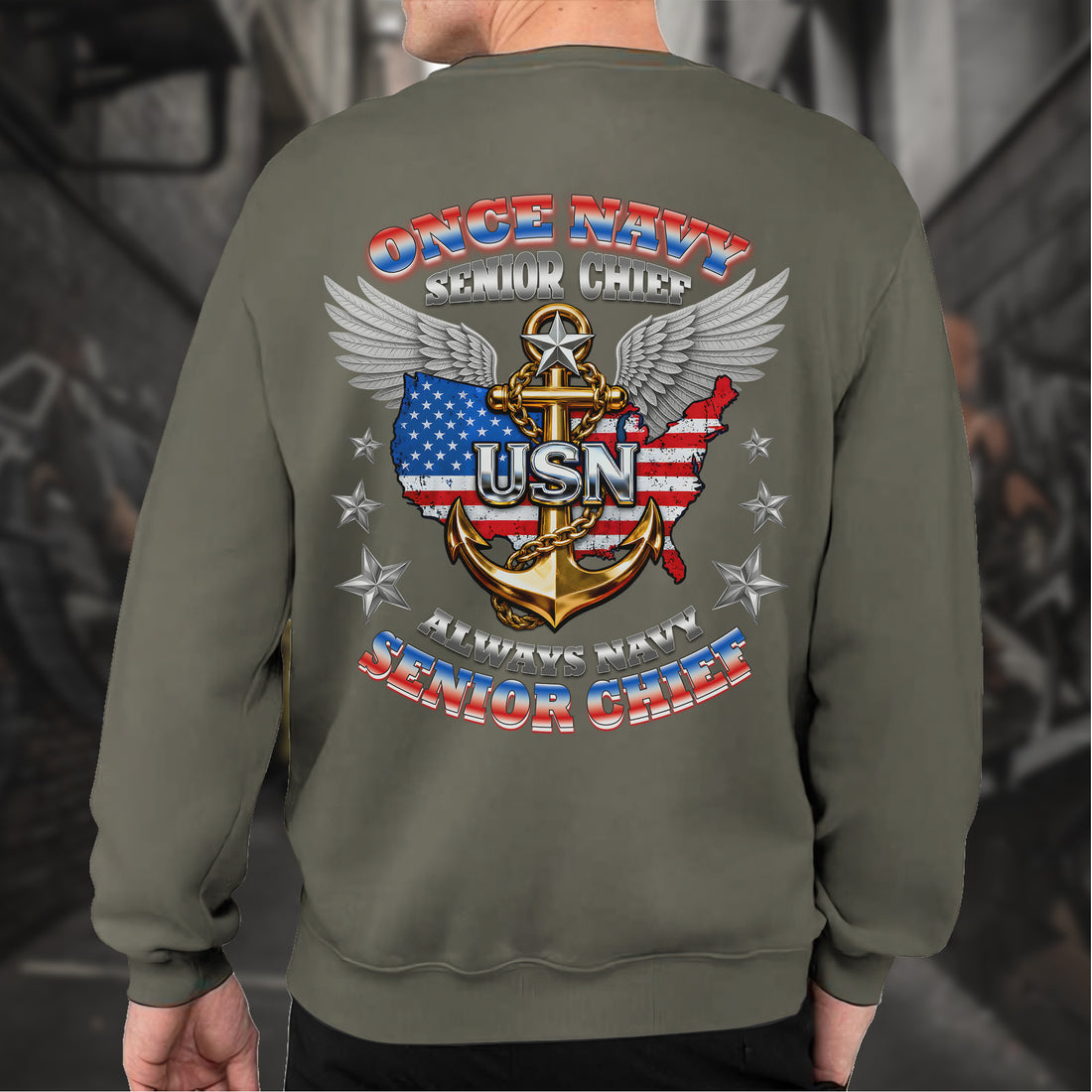 Once Navy Senior Chief Always Navy Senior Chief Proud US Military Veteran Honor Courage Sweatshirt