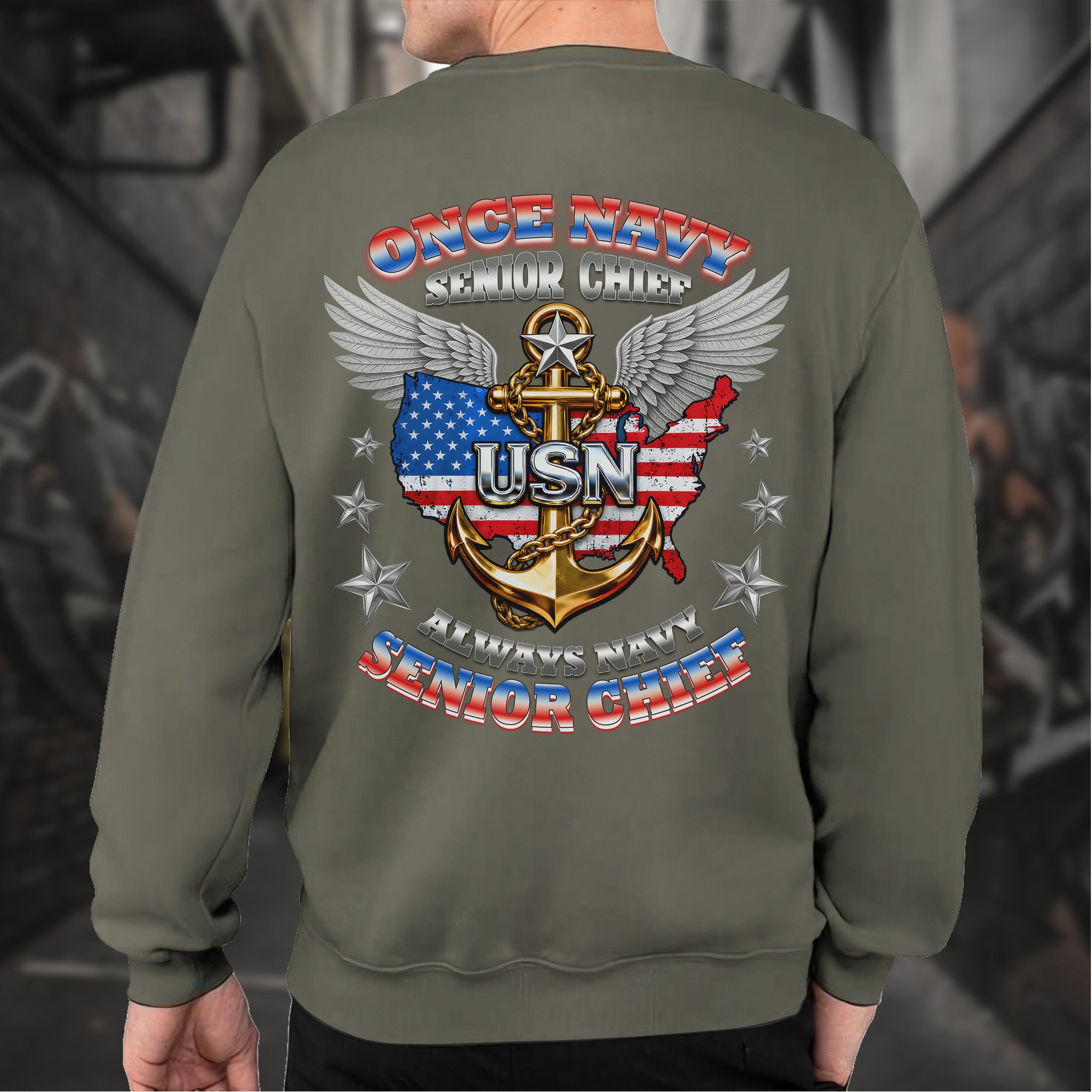 Once Navy Senior Chief Always Navy Senior Chief Proud US Military Veteran Honor Courage Sweatshirt