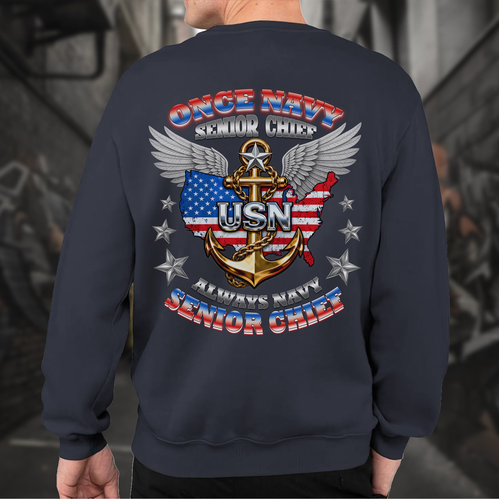 Once Navy Senior Chief Always Navy Senior Chief Proud US Military Veteran Honor Courage Sweatshirt