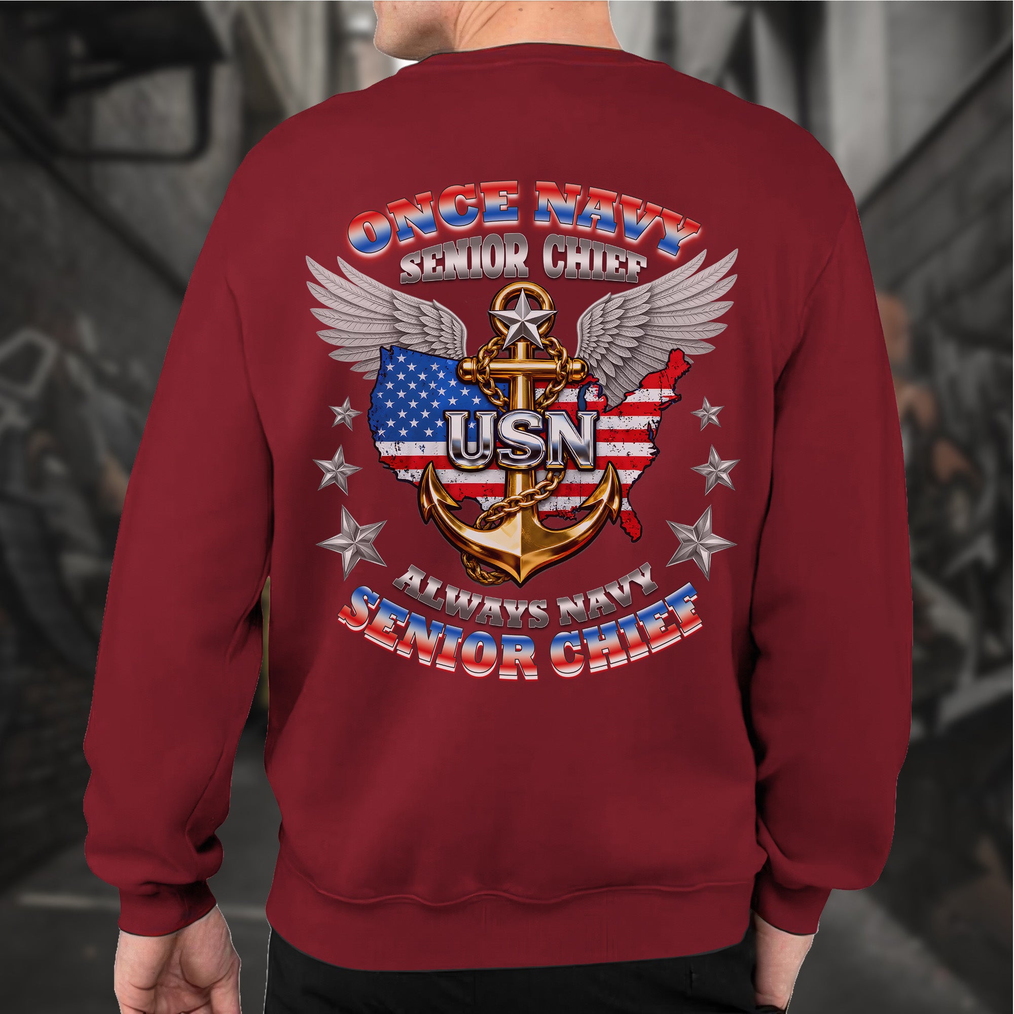 Once Navy Senior Chief Always Navy Senior Chief Proud US Military Veteran Honor Courage Sweatshirt