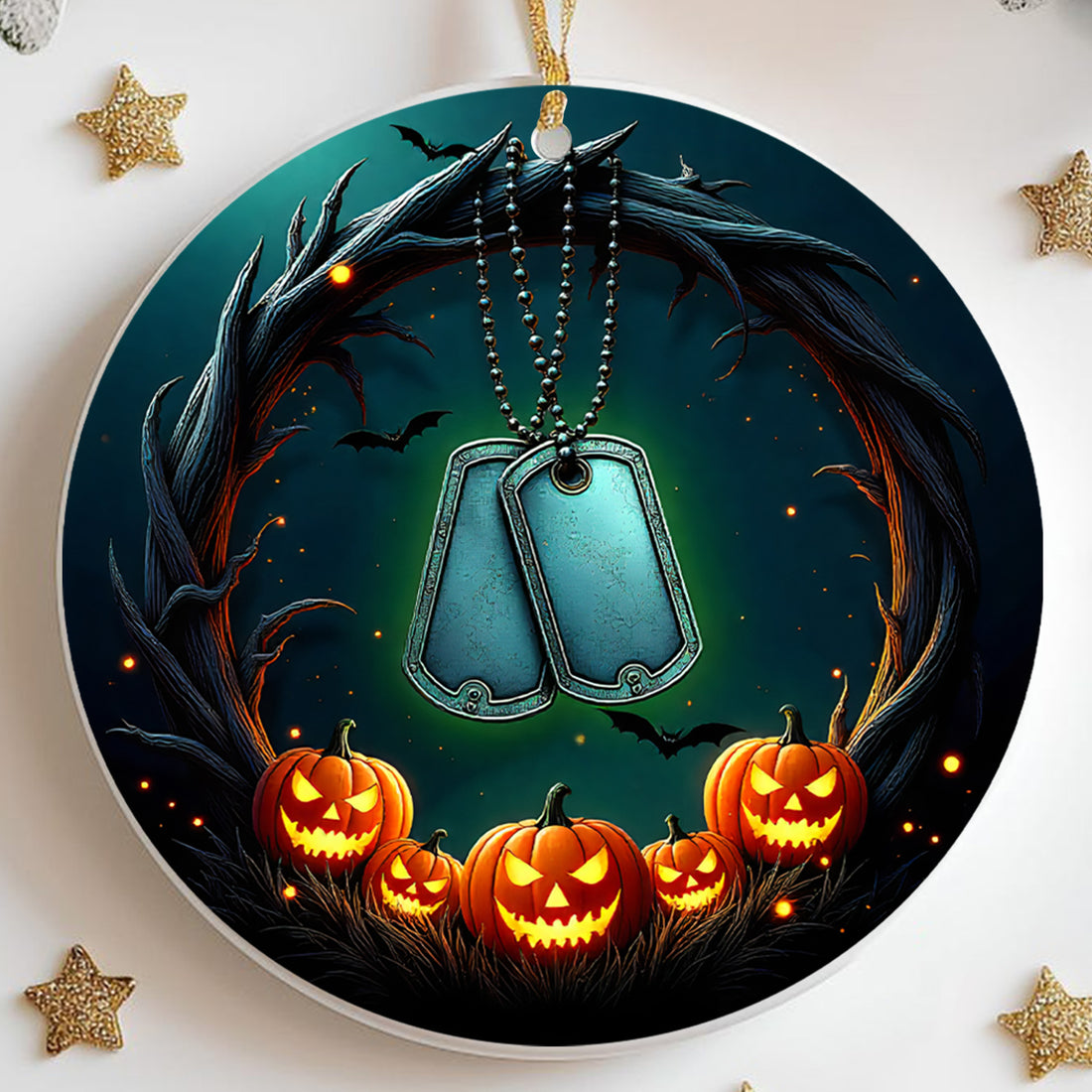 Salute Dogtags Proud US Military Veteran Honor Courage Sacrifice Loyalty Forever Remembered Ornament