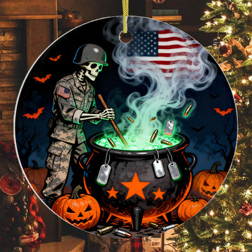 Veteran The Witch Proud US Military Veteran Spooky Honor Courage Spirit Lives Forever Ornament