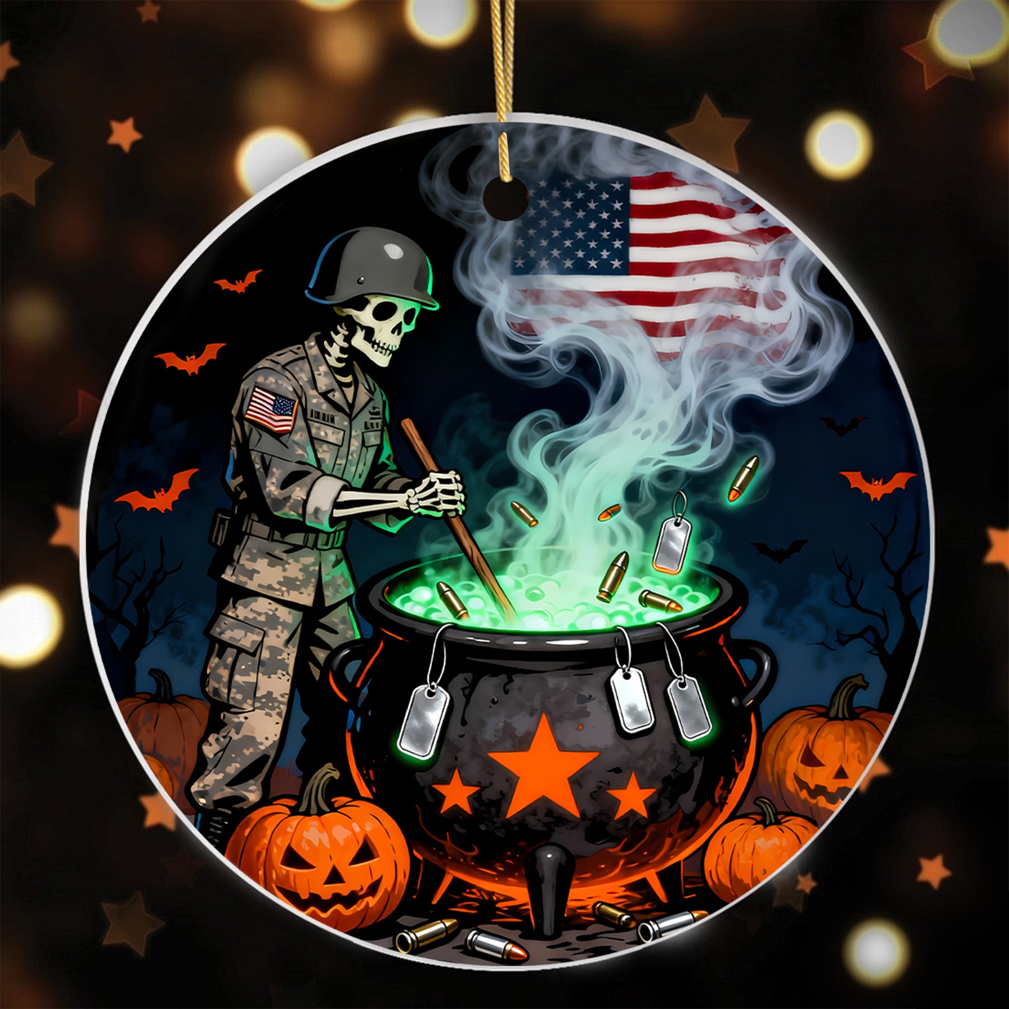 Veteran The Witch Proud US Military Veteran Spooky Honor Courage Spirit Lives Forever Ornament