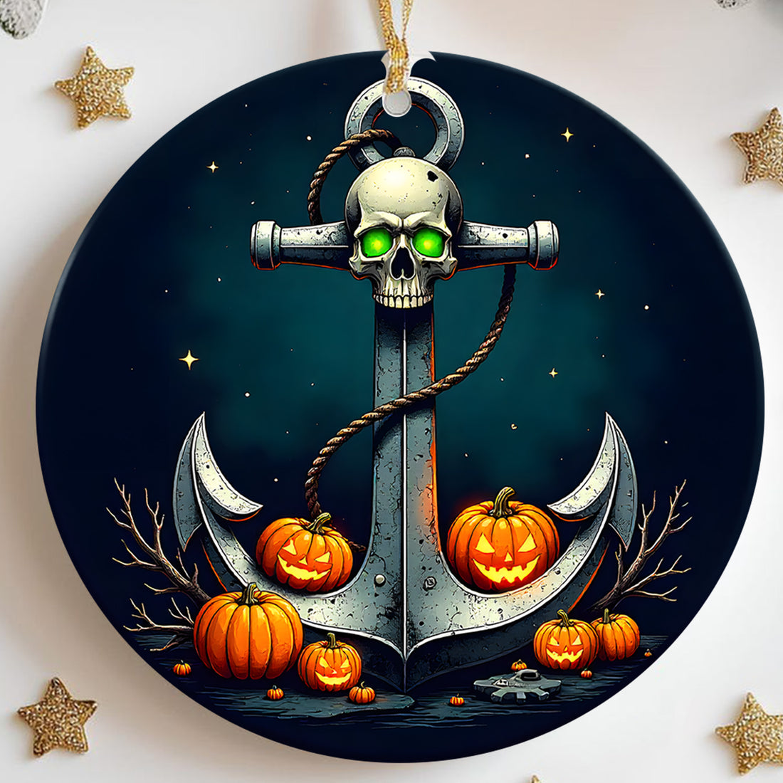 Skull Anchor Proud US Military Veteran Navy Honor Courage Strength Loyalty Forever Ornament
