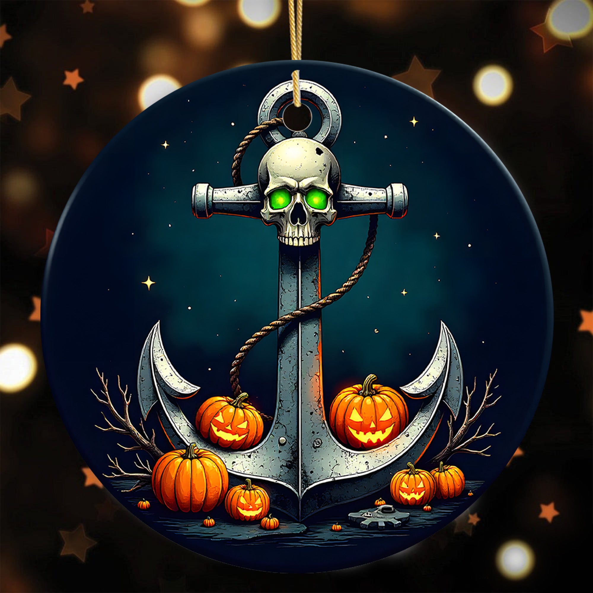 Skull Anchor Proud US Military Veteran Navy Honor Courage Strength Loyalty Forever Ornament