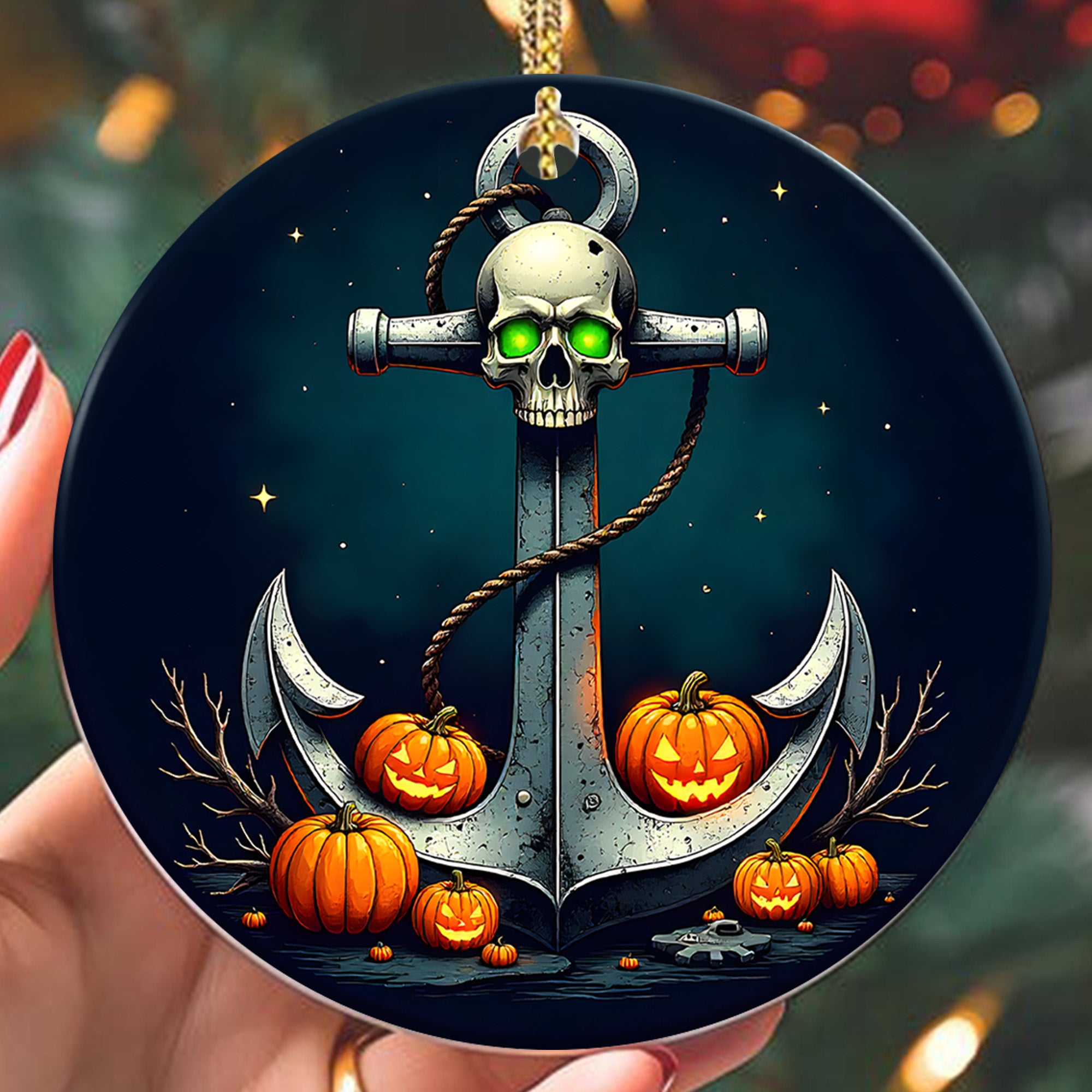 Skull Anchor Proud US Military Veteran Navy Honor Courage Strength Loyalty Forever Ornament