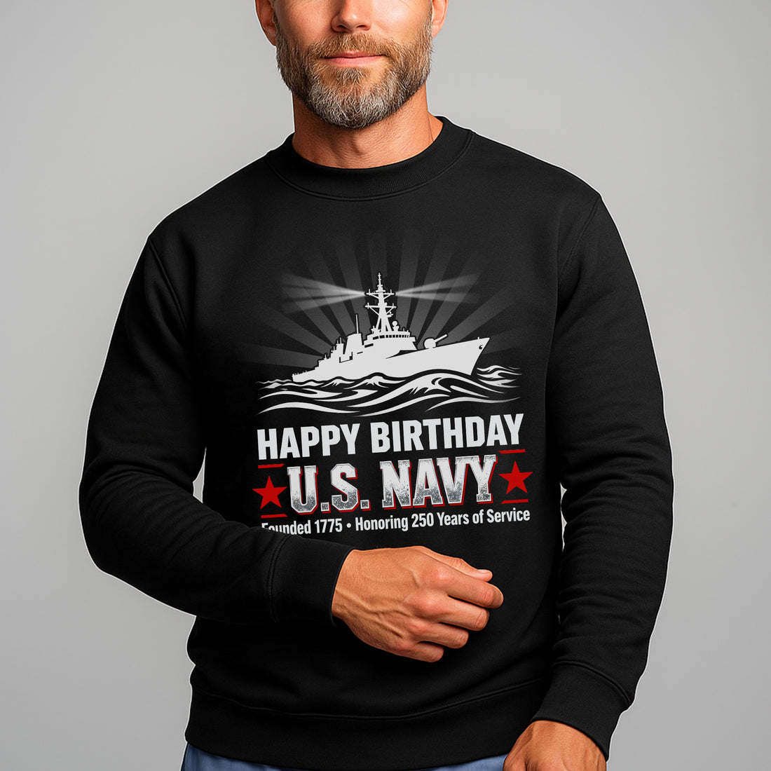 Happy Birthday US Navy Founded 1775 Honoring 250 Years Proud US Military Veteran Service Sweatshirt