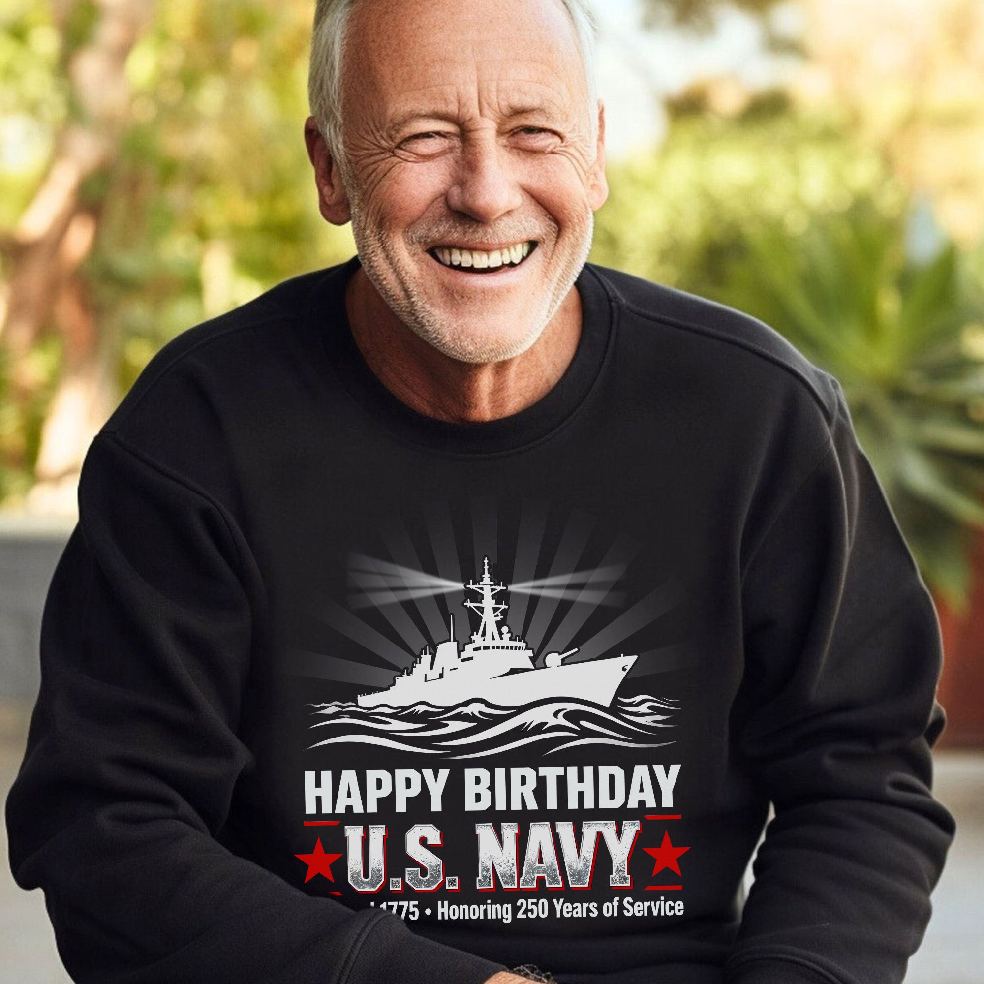 Happy Birthday US Navy Founded 1775 Honoring 250 Years Proud US Military Veteran Service Sweatshirt