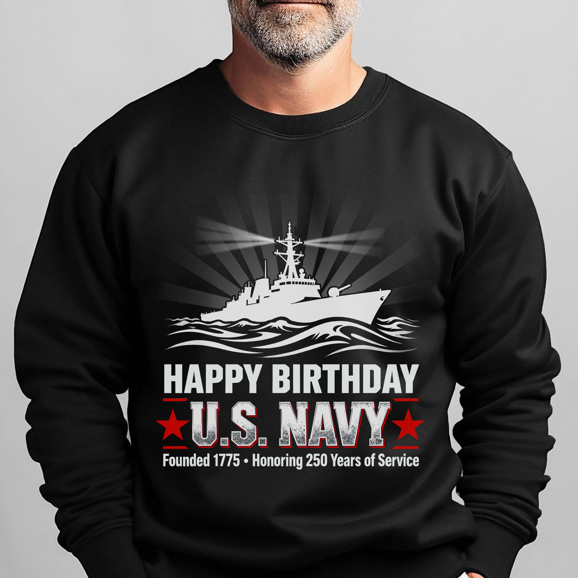 Happy Birthday US Navy Founded 1775 Honoring 250 Years Proud US Military Veteran Service Sweatshirt