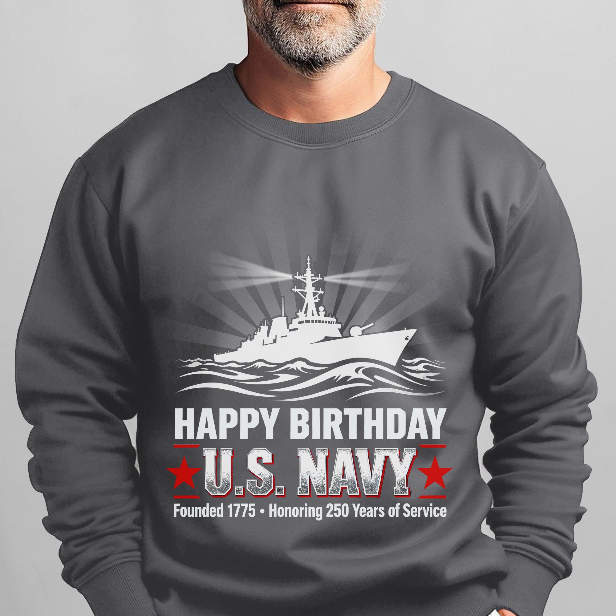 Happy Birthday US Navy Founded 1775 Honoring 250 Years Proud US Military Veteran Service Sweatshirt