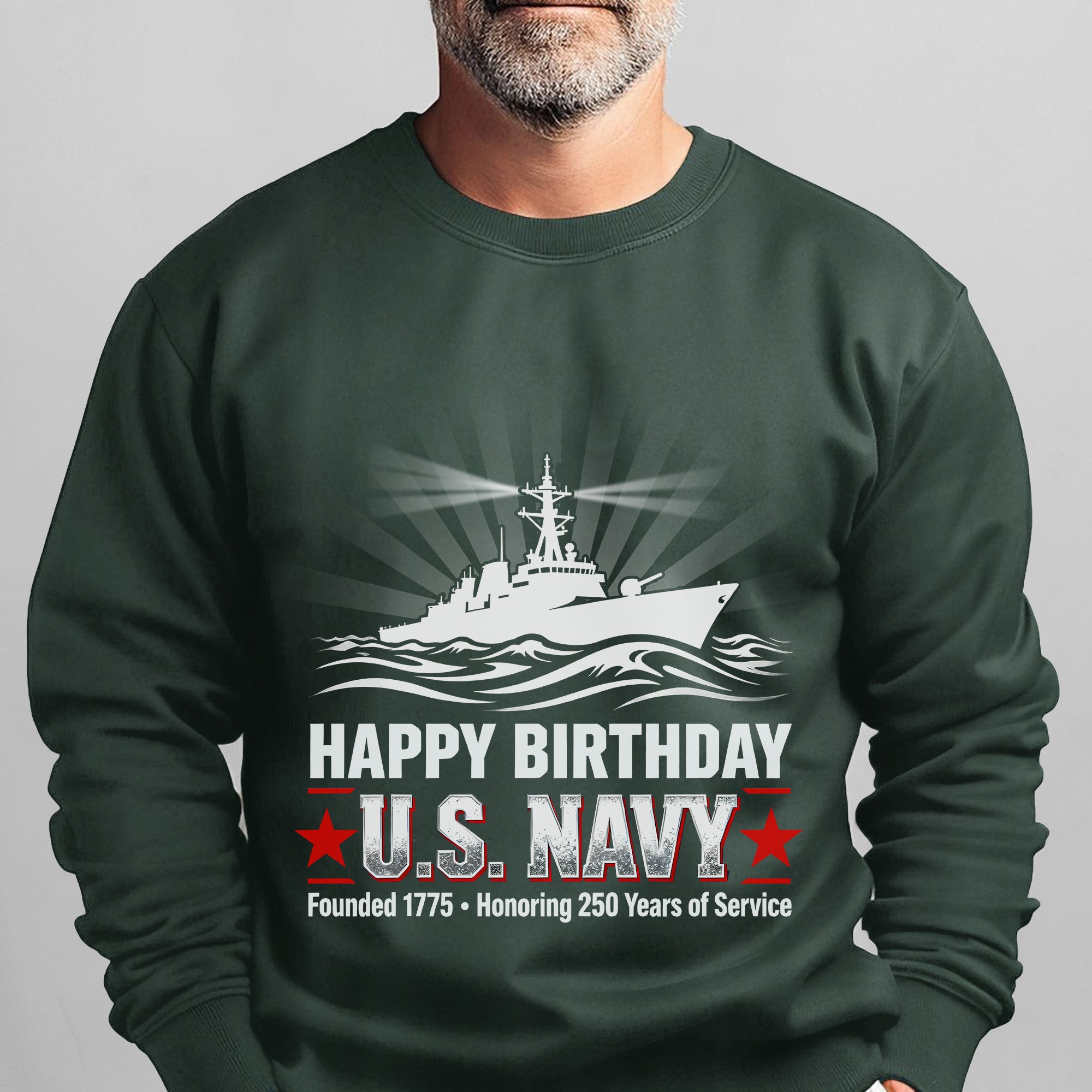 Happy Birthday US Navy Founded 1775 Honoring 250 Years Proud US Military Veteran Service Sweatshirt