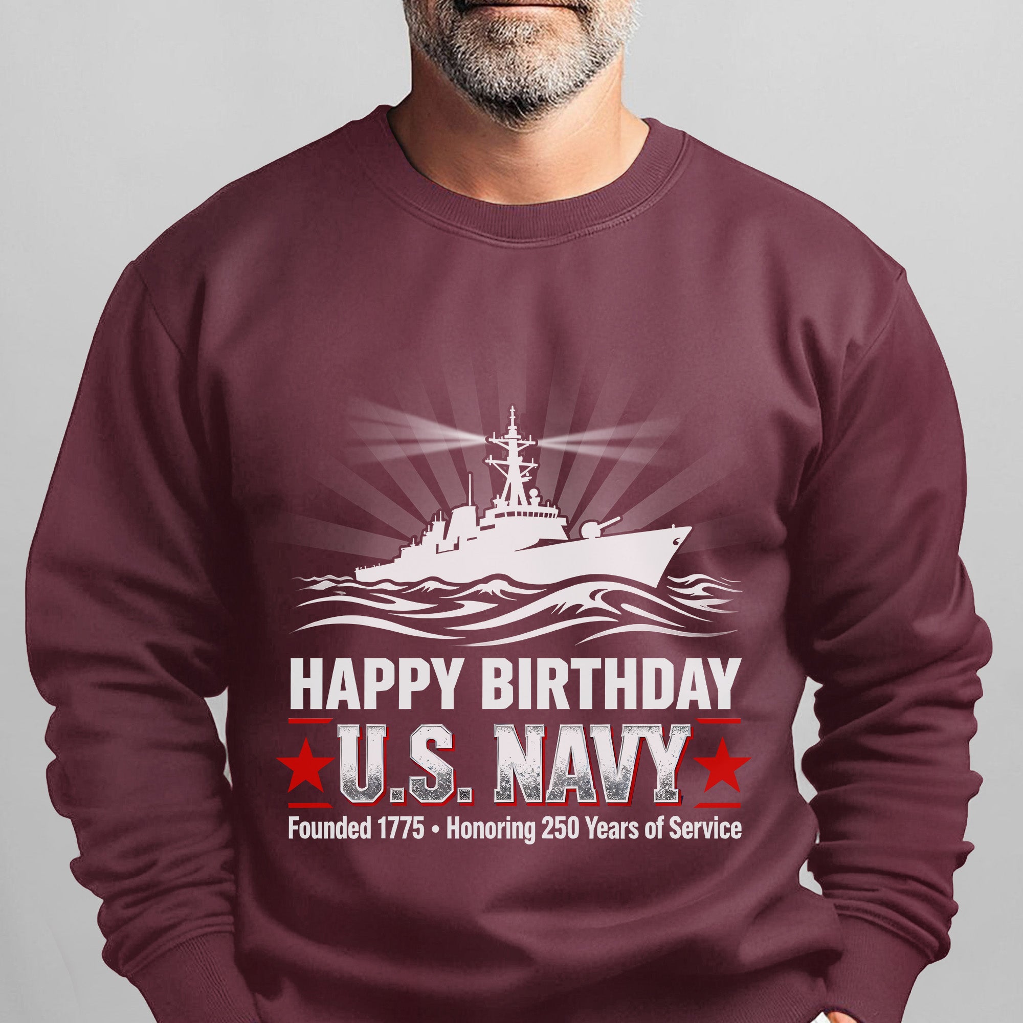 Happy Birthday US Navy Founded 1775 Honoring 250 Years Proud US Military Veteran Service Sweatshirt