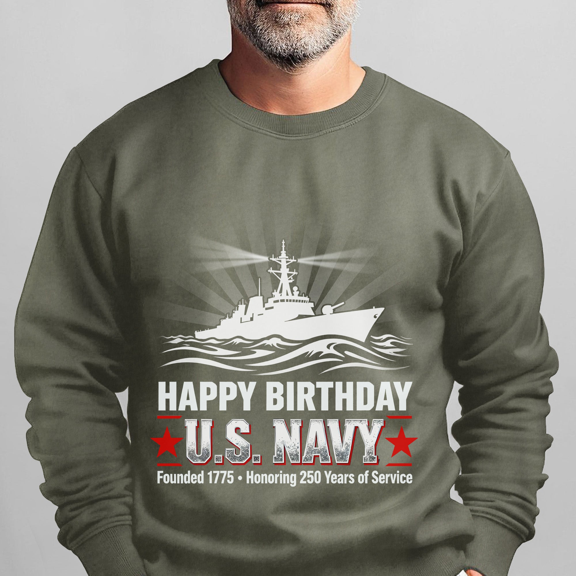 Happy Birthday US Navy Founded 1775 Honoring 250 Years Proud US Military Veteran Service Sweatshirt