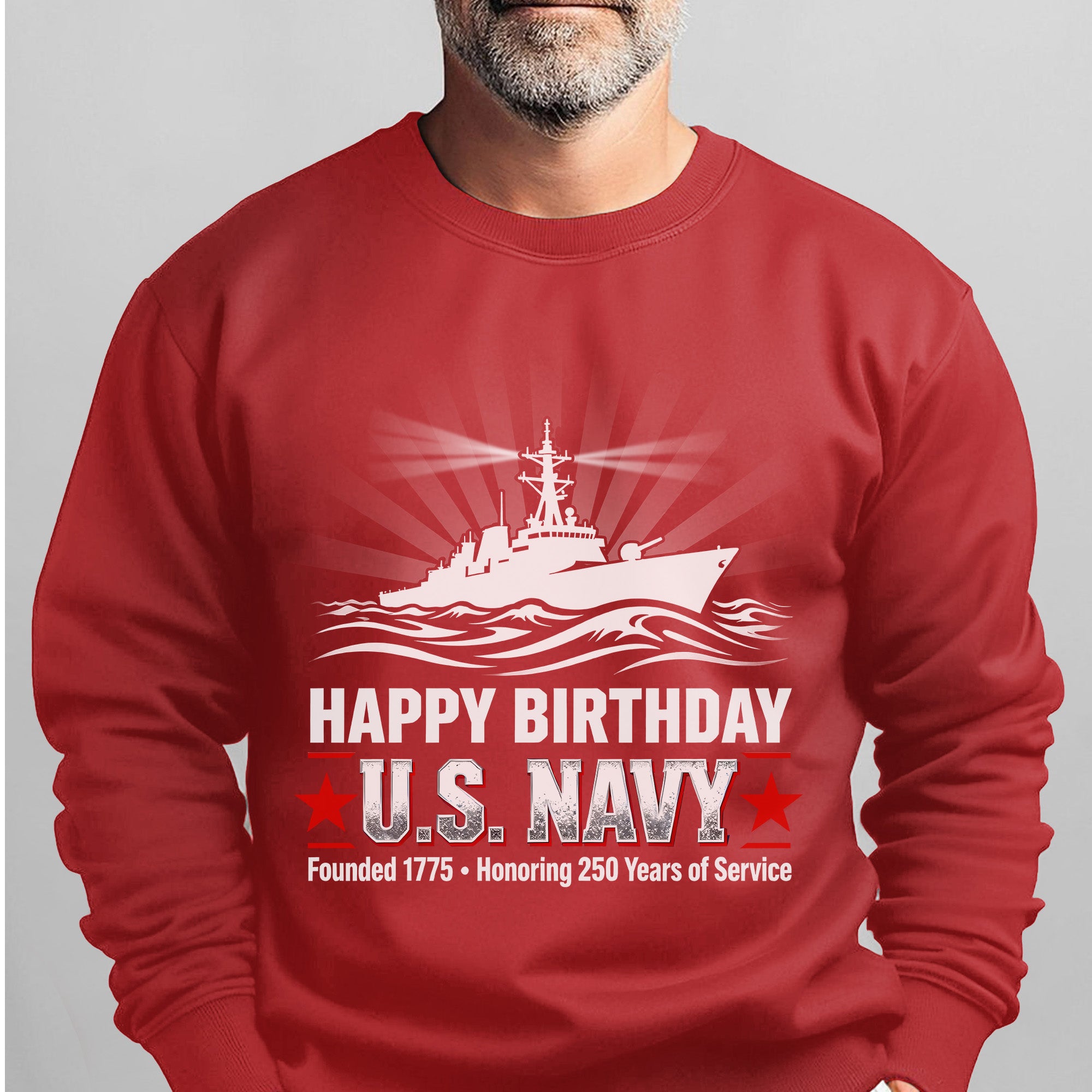 Happy Birthday US Navy Founded 1775 Honoring 250 Years Proud US Military Veteran Service Sweatshirt