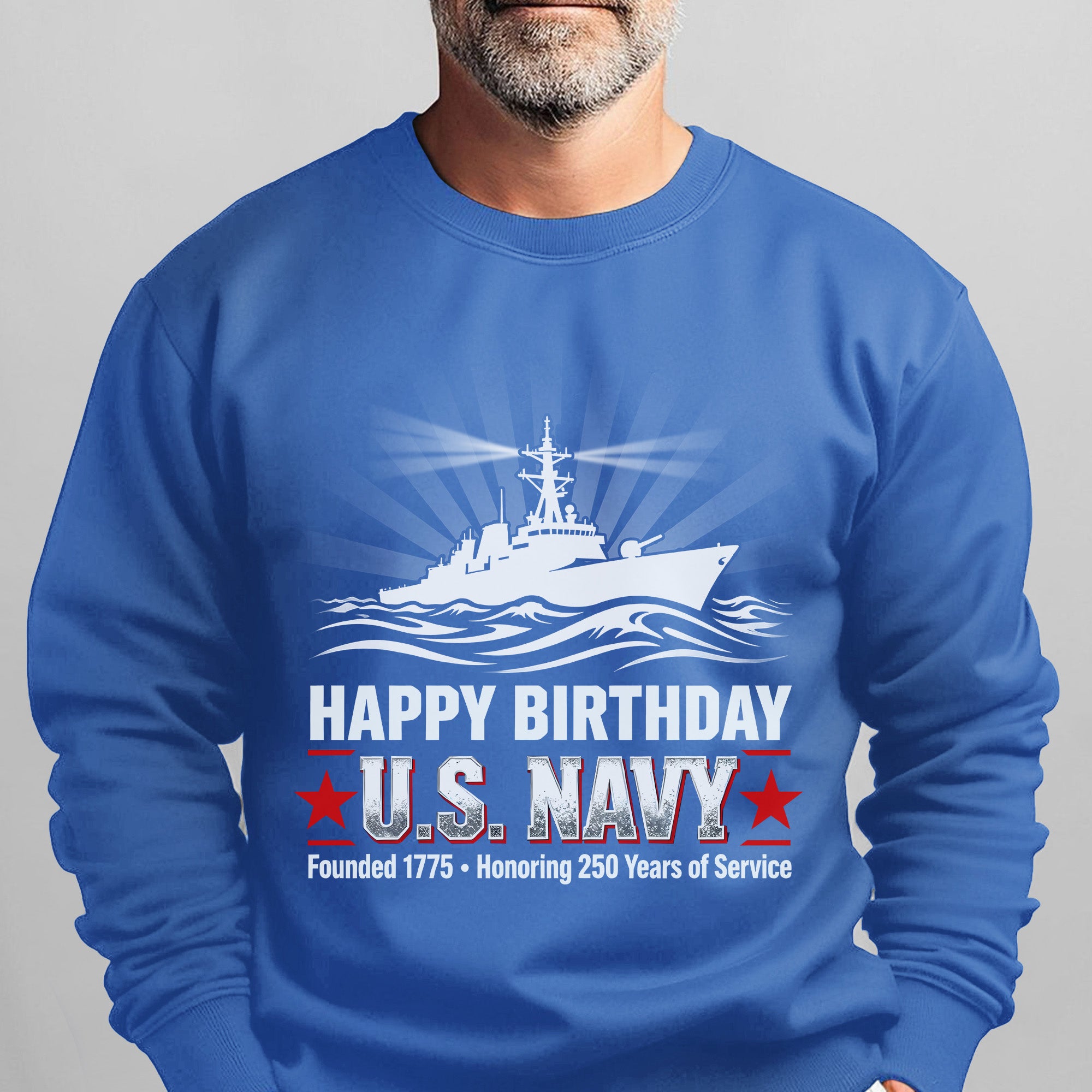 Happy Birthday US Navy Founded 1775 Honoring 250 Years Proud US Military Veteran Service Sweatshirt