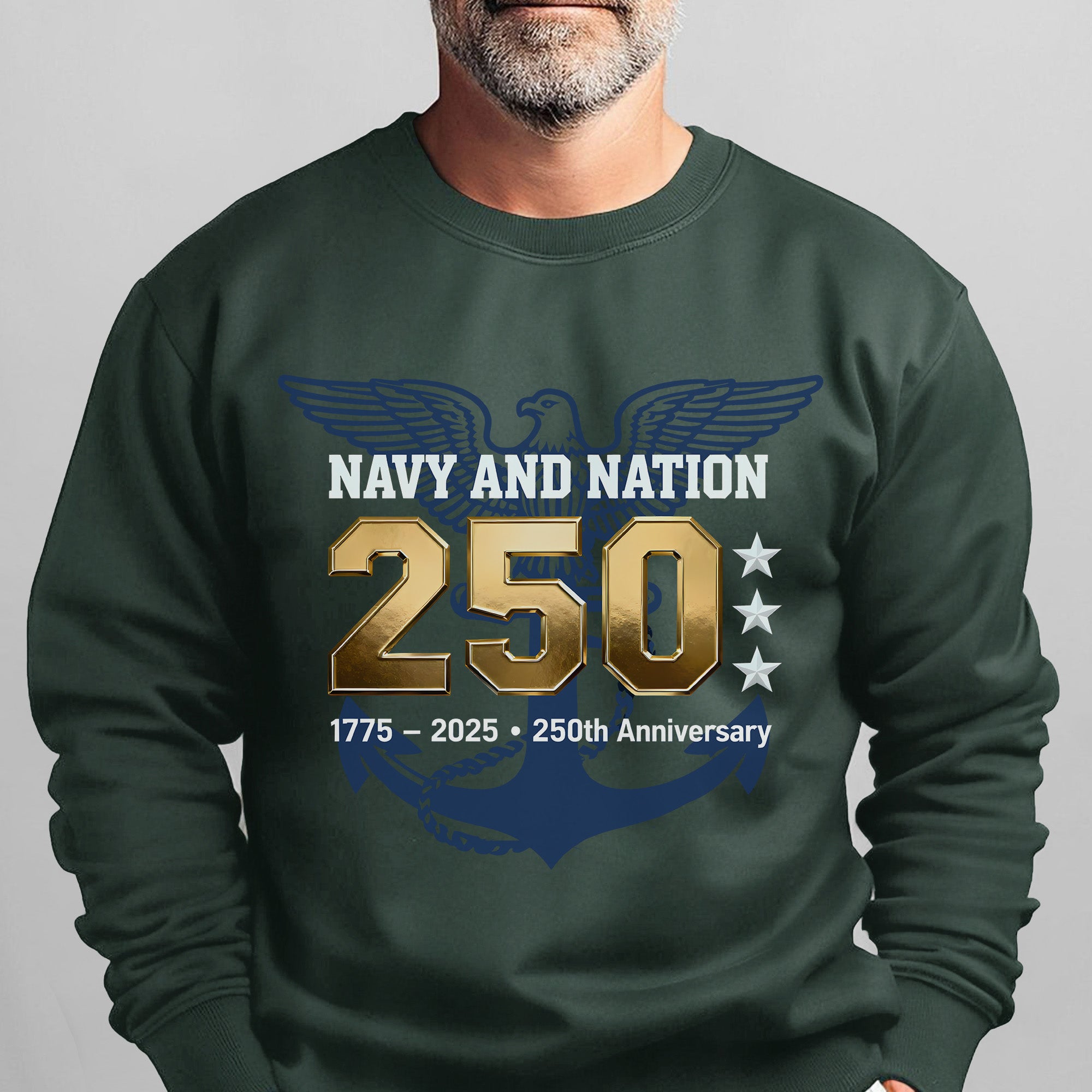 Navy and Nation 250 1775–2025 250th Anniversary Proud US Military Veteran Honor Courage Sweatshirt
