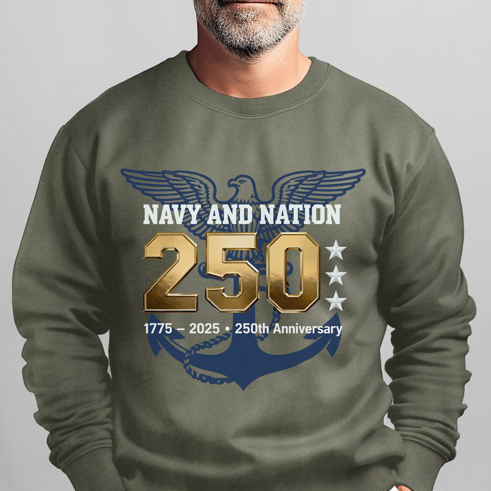 Navy and Nation 250 1775–2025 250th Anniversary Proud US Military Veteran Honor Courage Sweatshirt