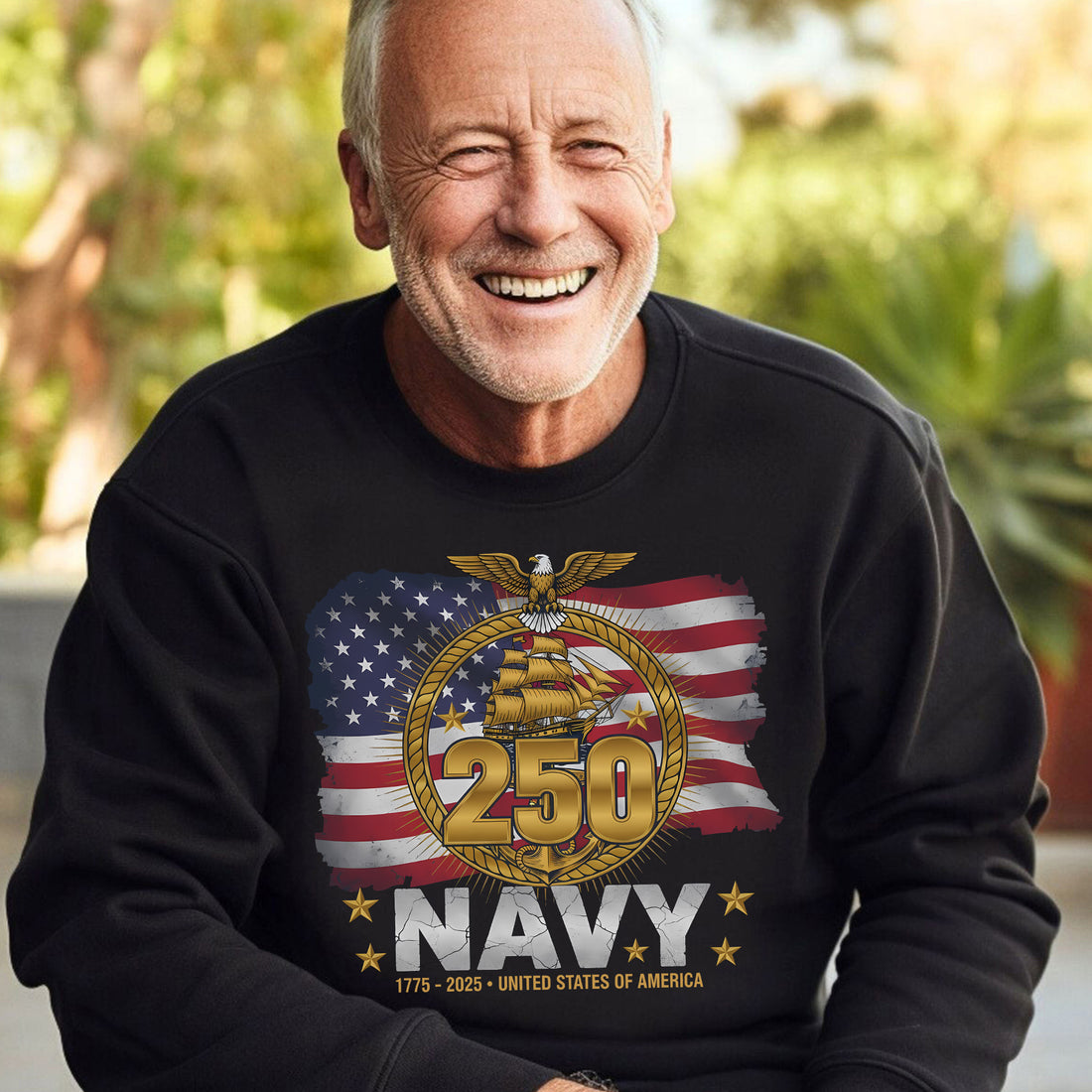 Navy 250 1775–2025 United States of America Proud US Military Veteran Honor Courage Service Sweatshirt