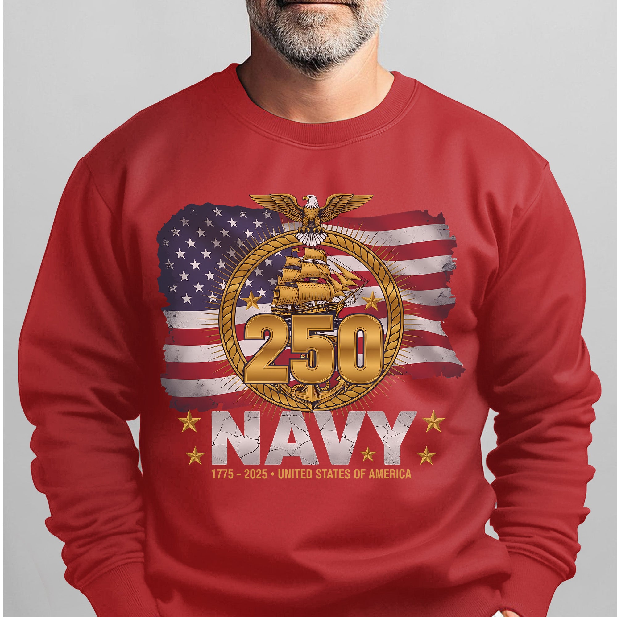 Navy 250 1775–2025 United States of America Proud US Military Veteran Honor Courage Service Sweatshirt