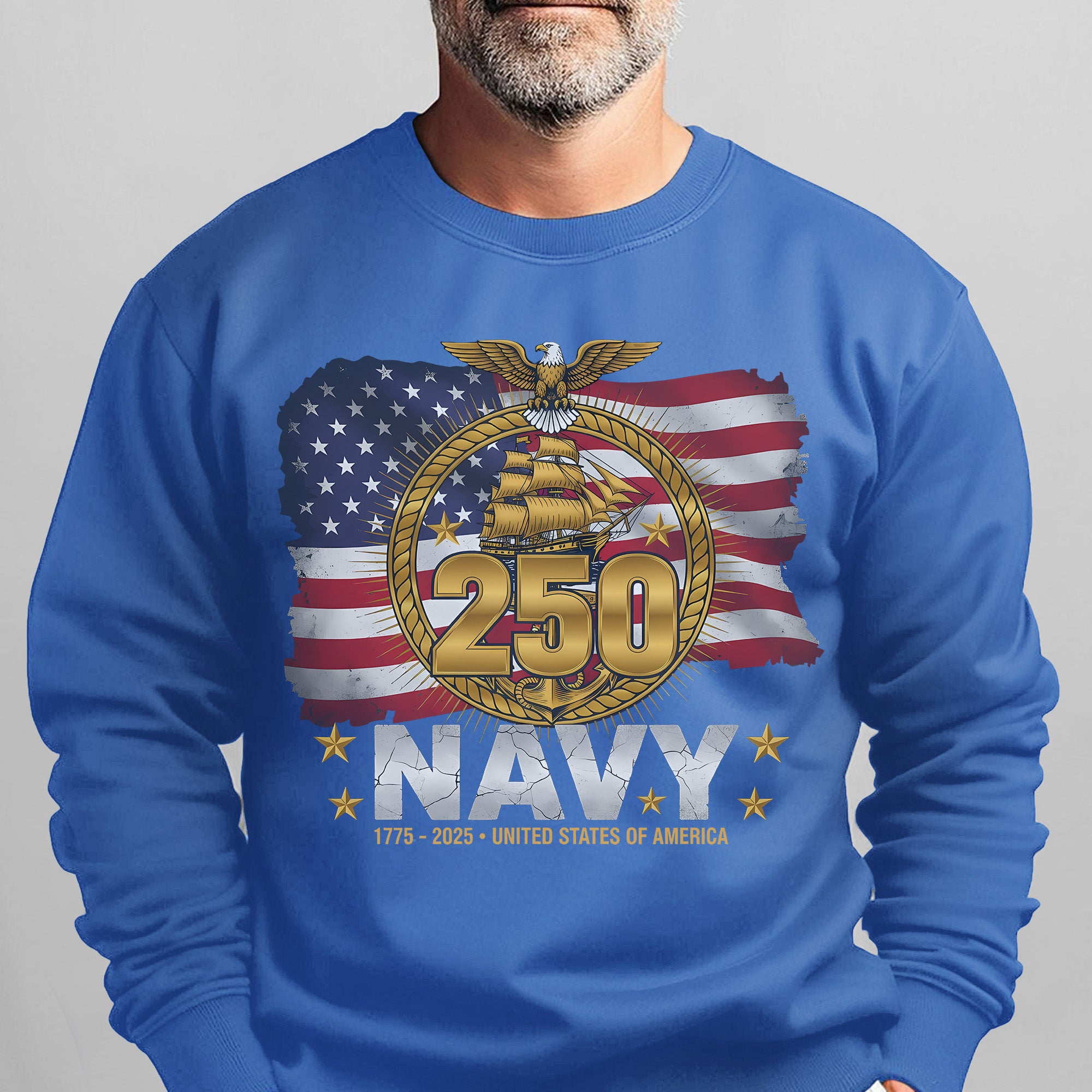 Navy 250 1775–2025 United States of America Proud US Military Veteran Honor Courage Service Sweatshirt