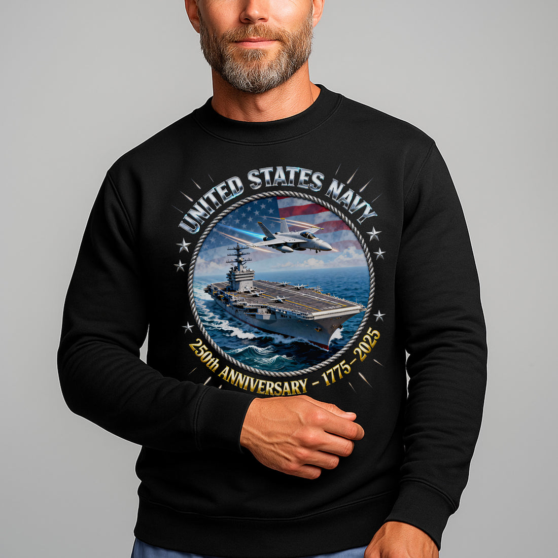 United States Navy 250th Anniversary 1775–2025 Proud US Military Veteran Honor Courage Service Sweatshirt