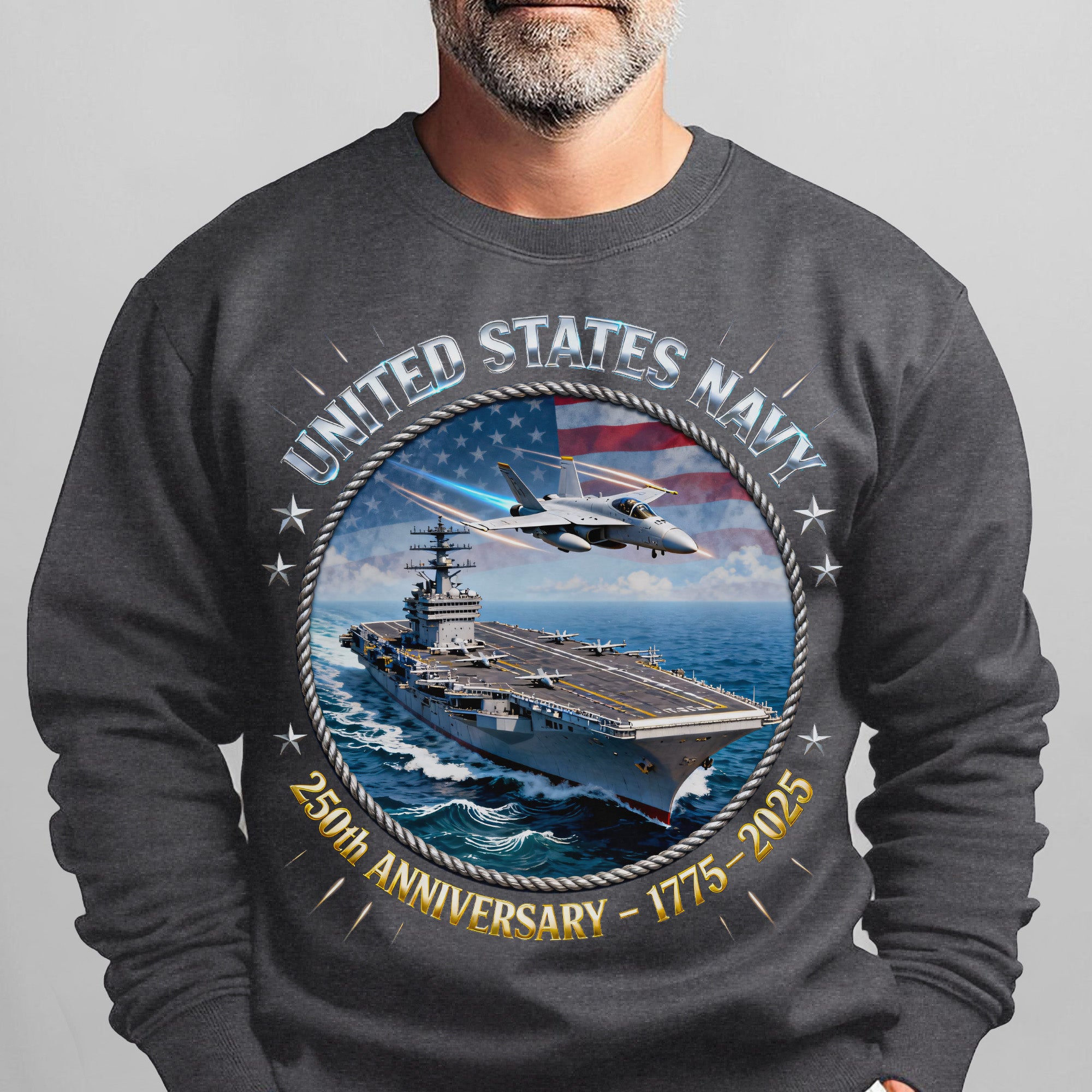 United States Navy 250th Anniversary 1775–2025 Proud US Military Veteran Honor Courage Service Sweatshirt