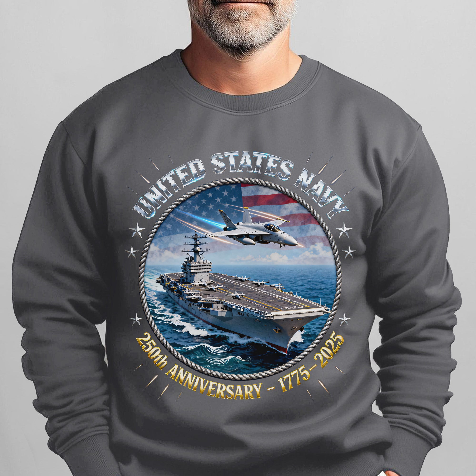 United States Navy 250th Anniversary 1775–2025 Proud US Military Veteran Honor Courage Service Sweatshirt